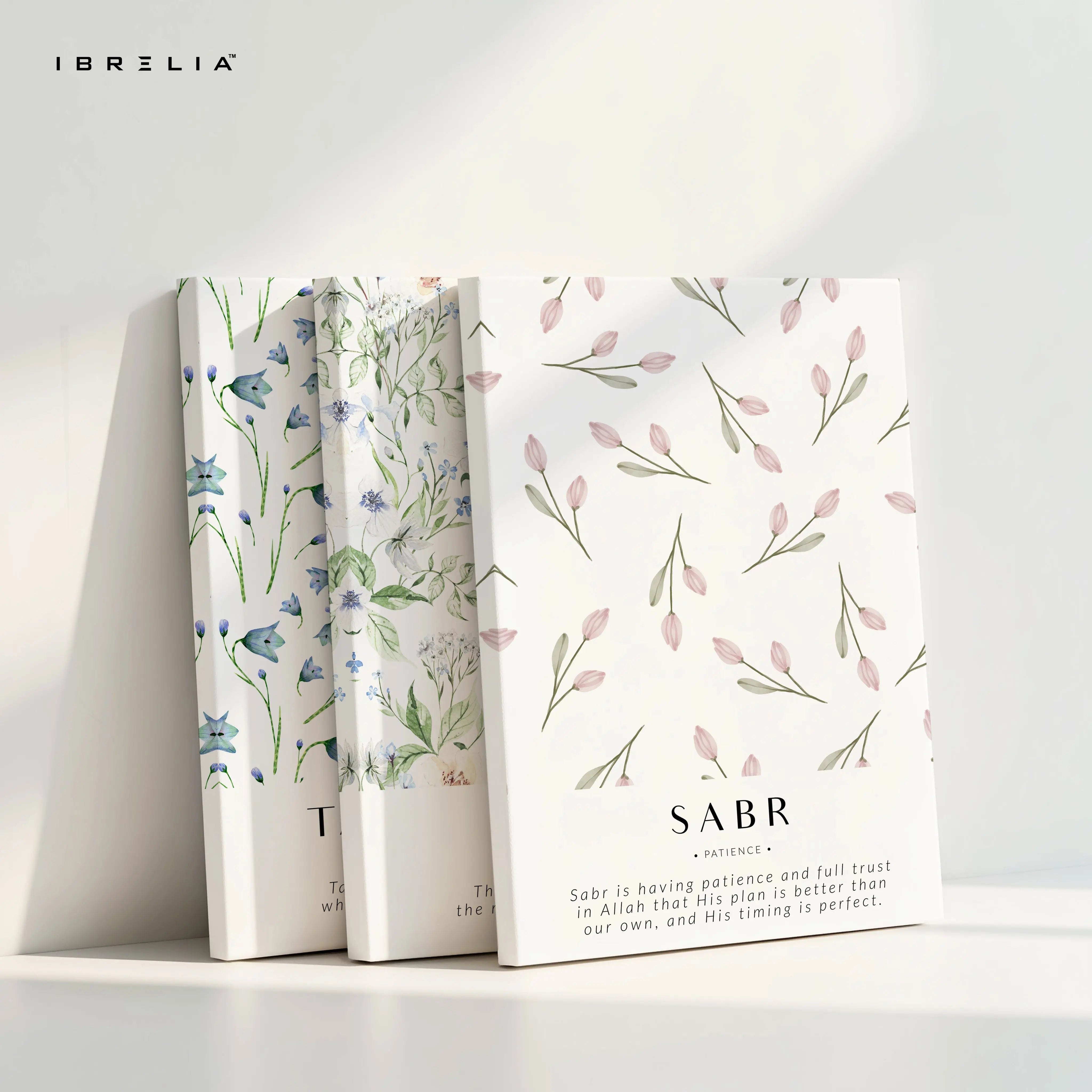 Sabr Shukr Tawakkul Botanical Islamic 3 Panel 4K Ultra HD Wall Art in Pakistan | IBRELIA™ IBRELIA
