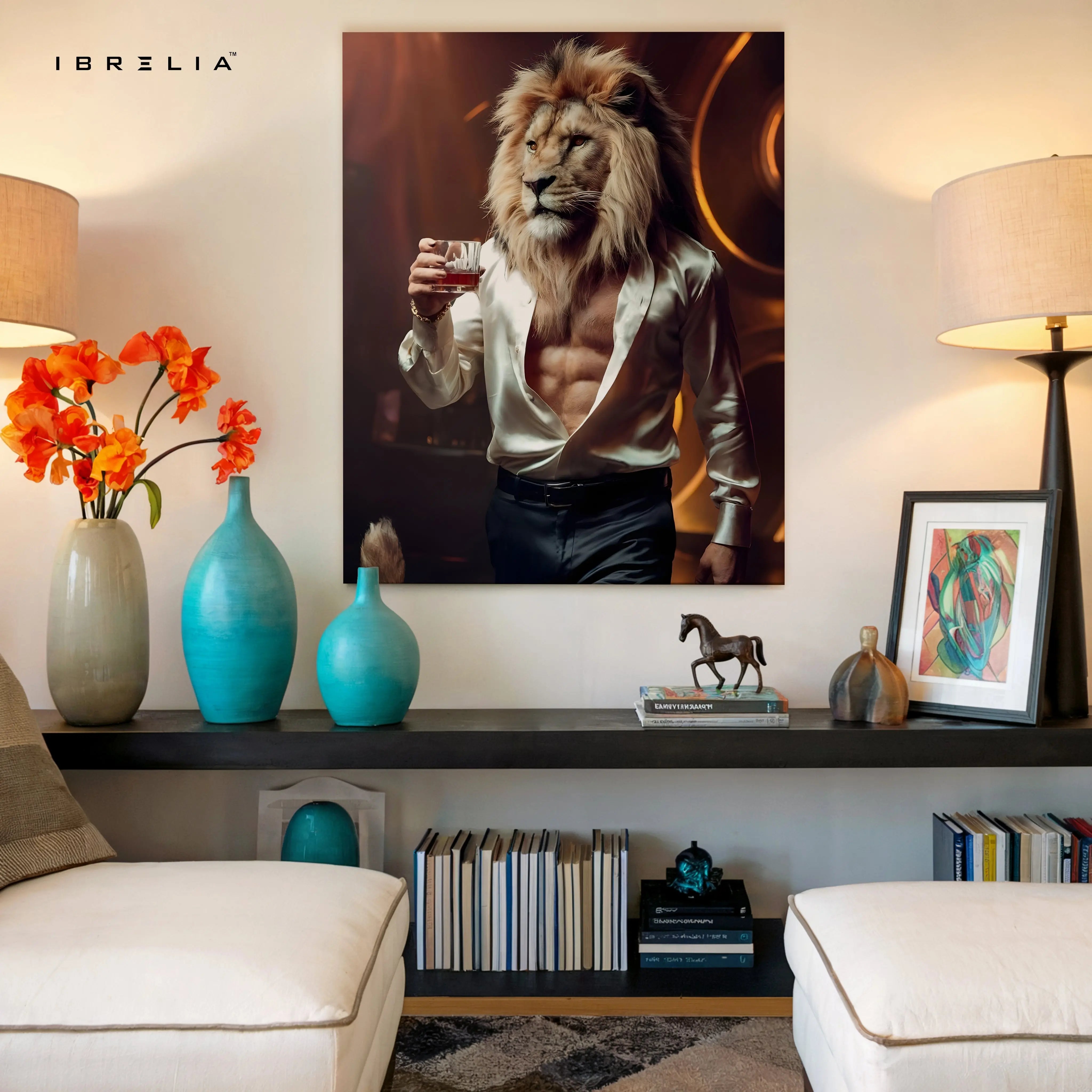 Gentleman Lion Luxury Art – 4K Ultra Wrap Frame Wall Art in Pakistan | IBRELIA™ IBRELIA
