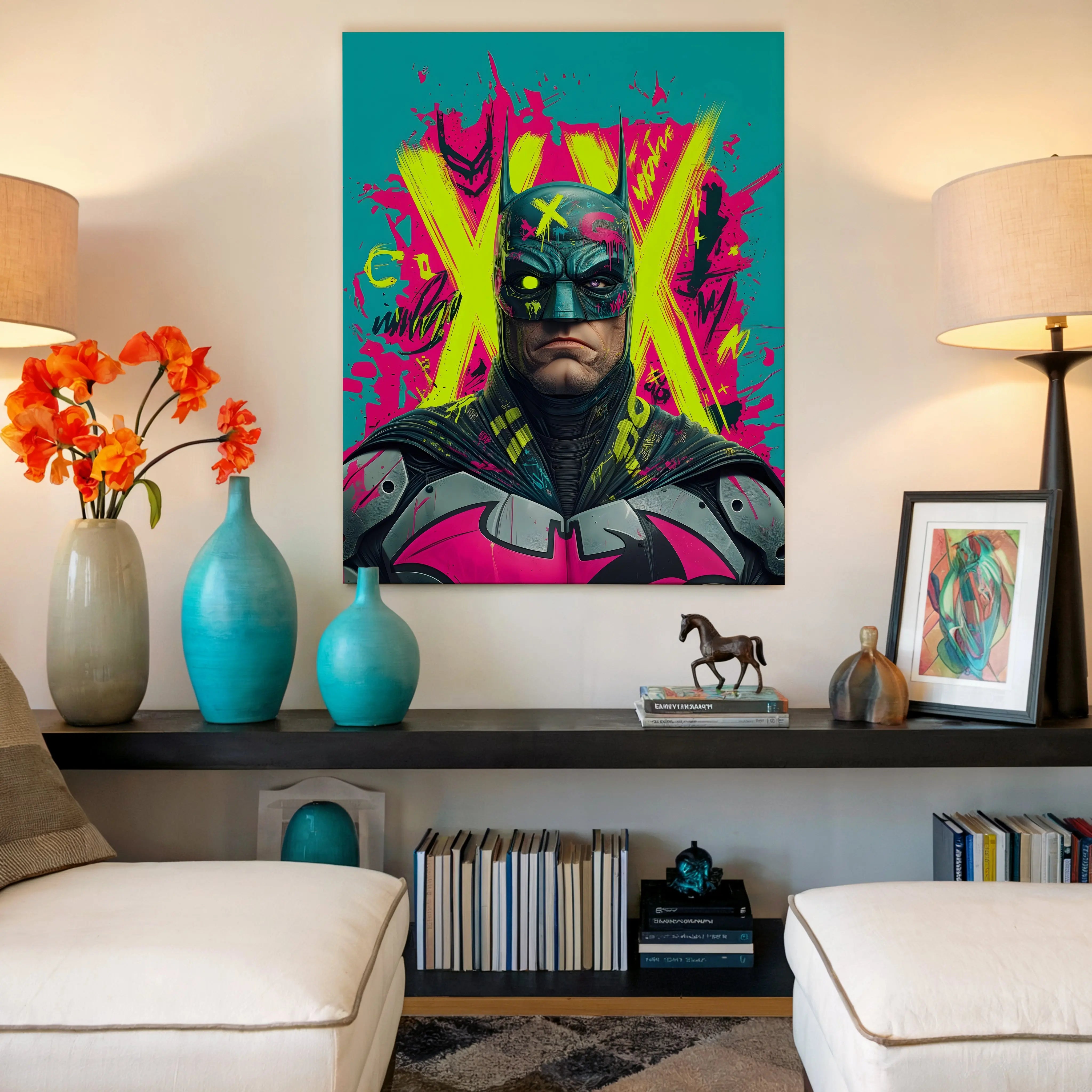 Batman Graffiti Neon Pop Art – 4K Ultra Wrap Frame Wall Art in Pakistan | IBRELIA™ IBRELIA