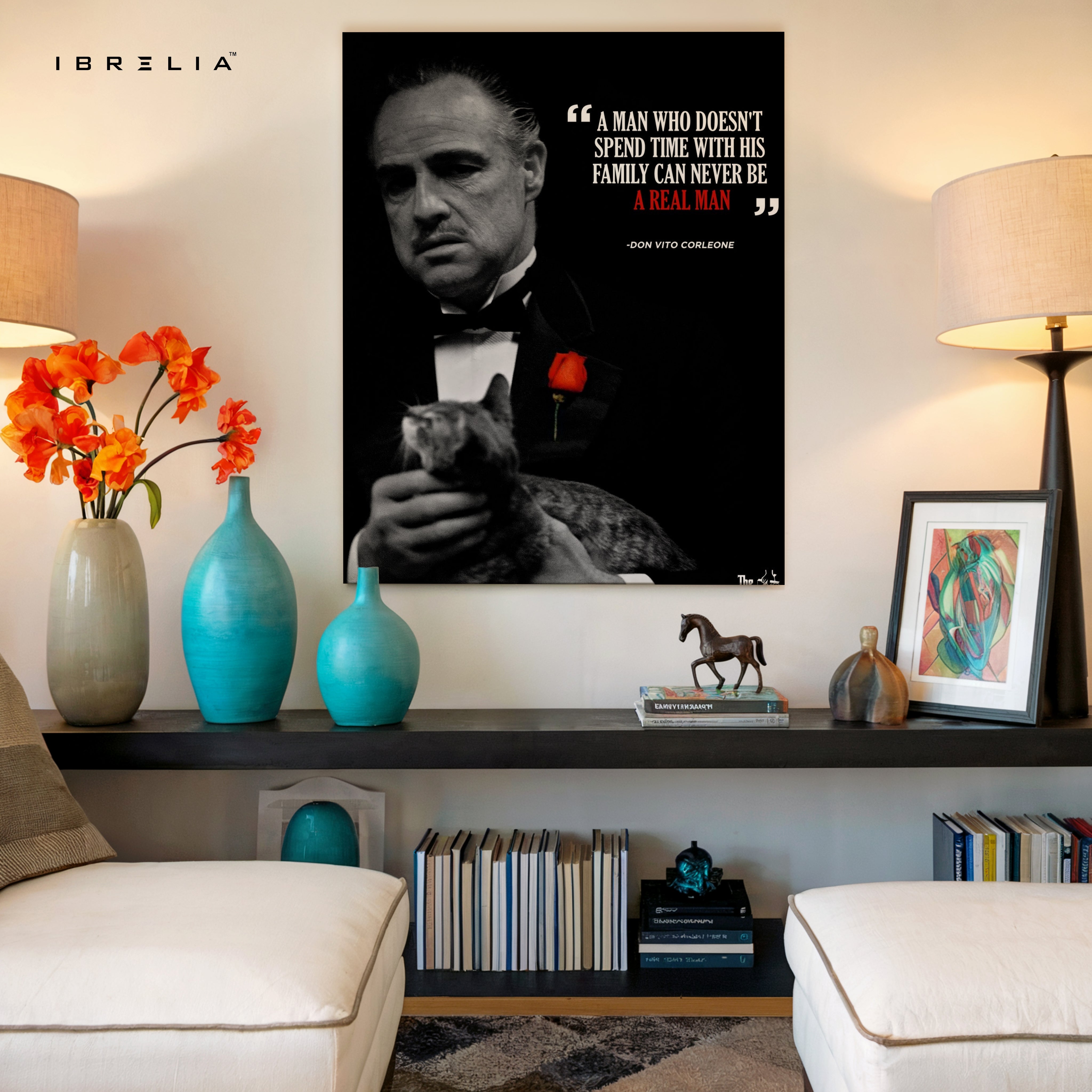 A Real Man Values Family – Don Vito Corleone Quote Art | 4K Ultra Wrap Frame Wall Art in Pakistan | IBRELIA™