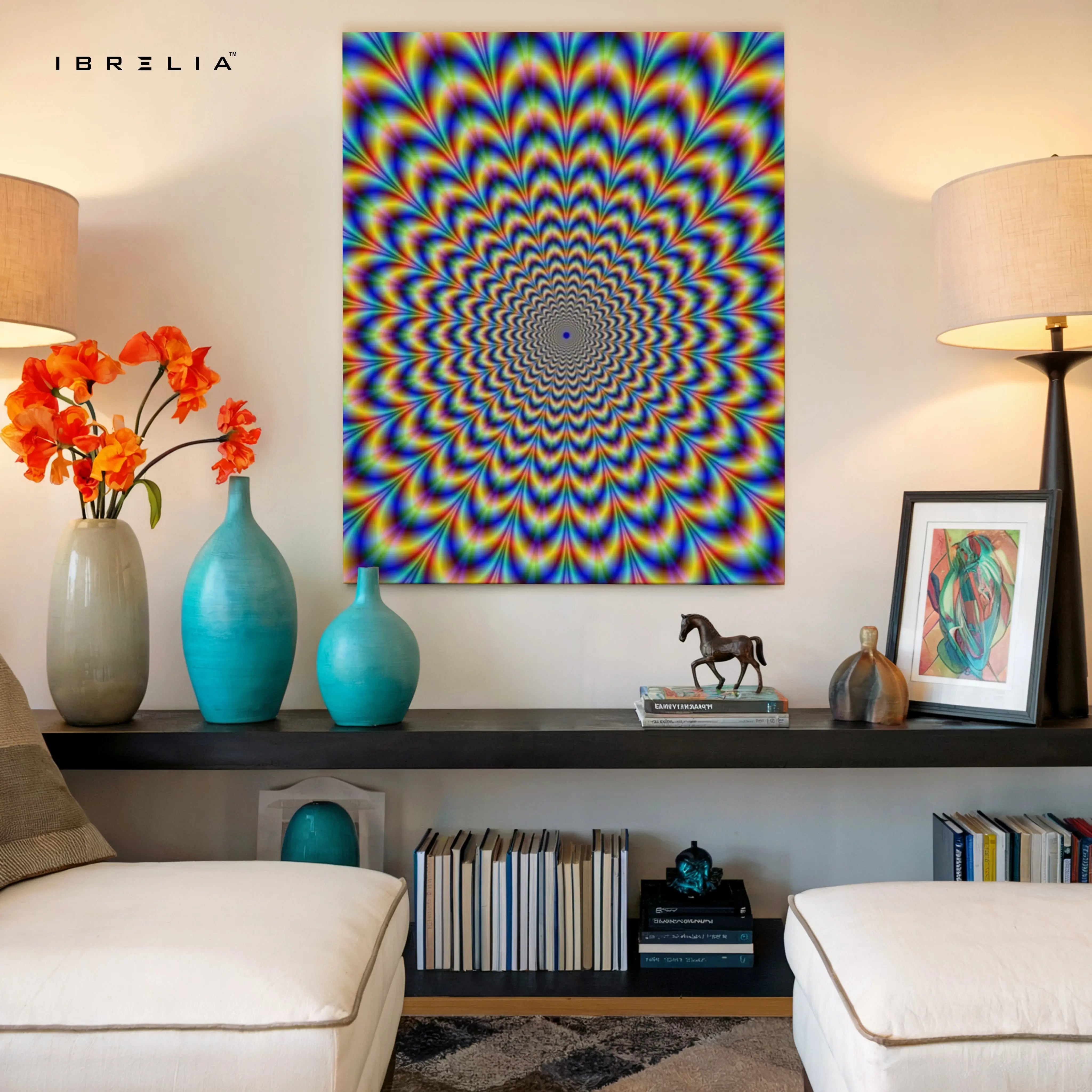 Psychedelic Rainbow Vortex – Optical Illusion 4K Ultra Wrap Frame Wall Art in Pakistan | IBRELIA™ IBRELIA