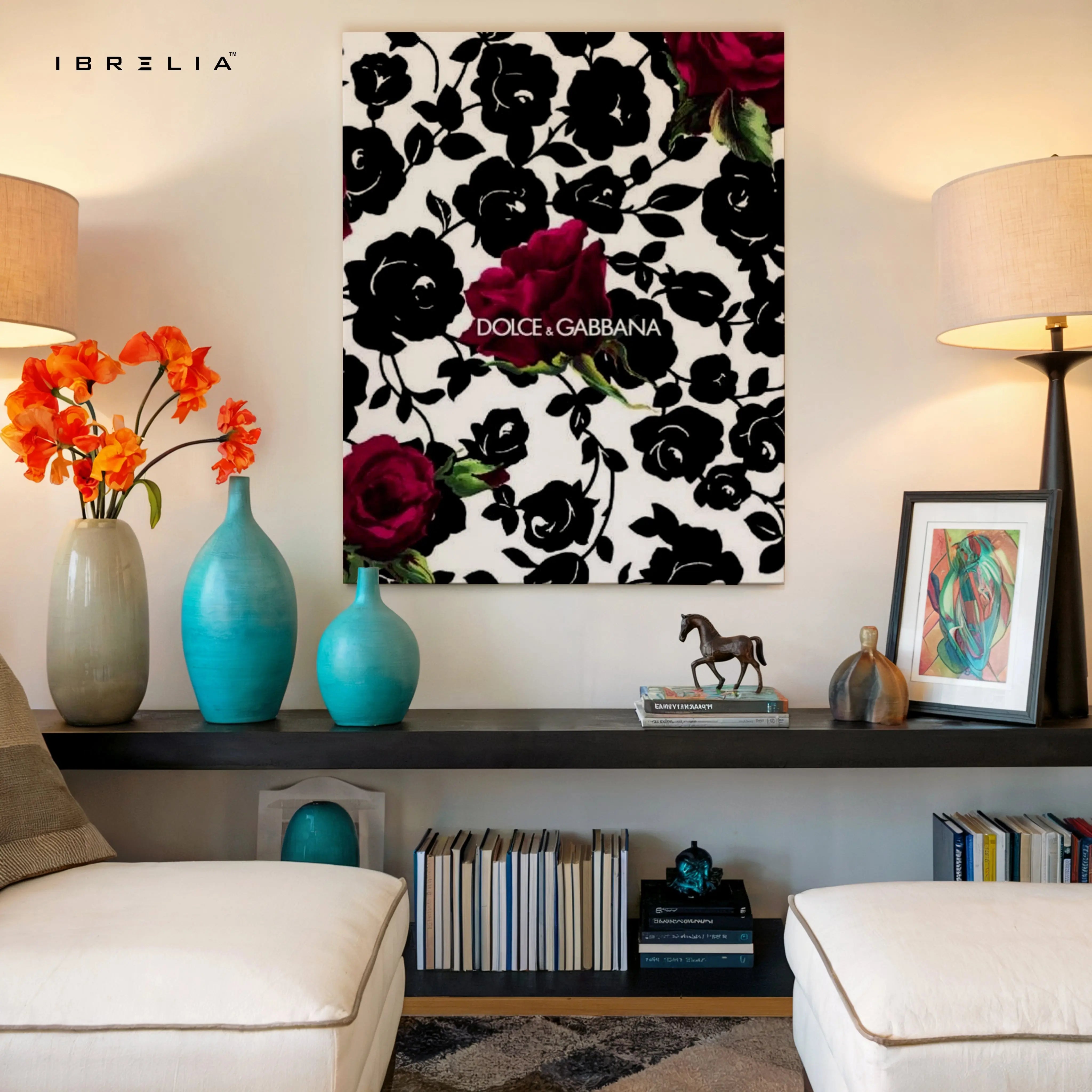 Luxury Rose Noir Pattern Art – Designer-Inspired Floral Wall Art | 4K Ultra Wrap Frame Wall Art in Pakistan | IBRELIA™ IBRELIA
