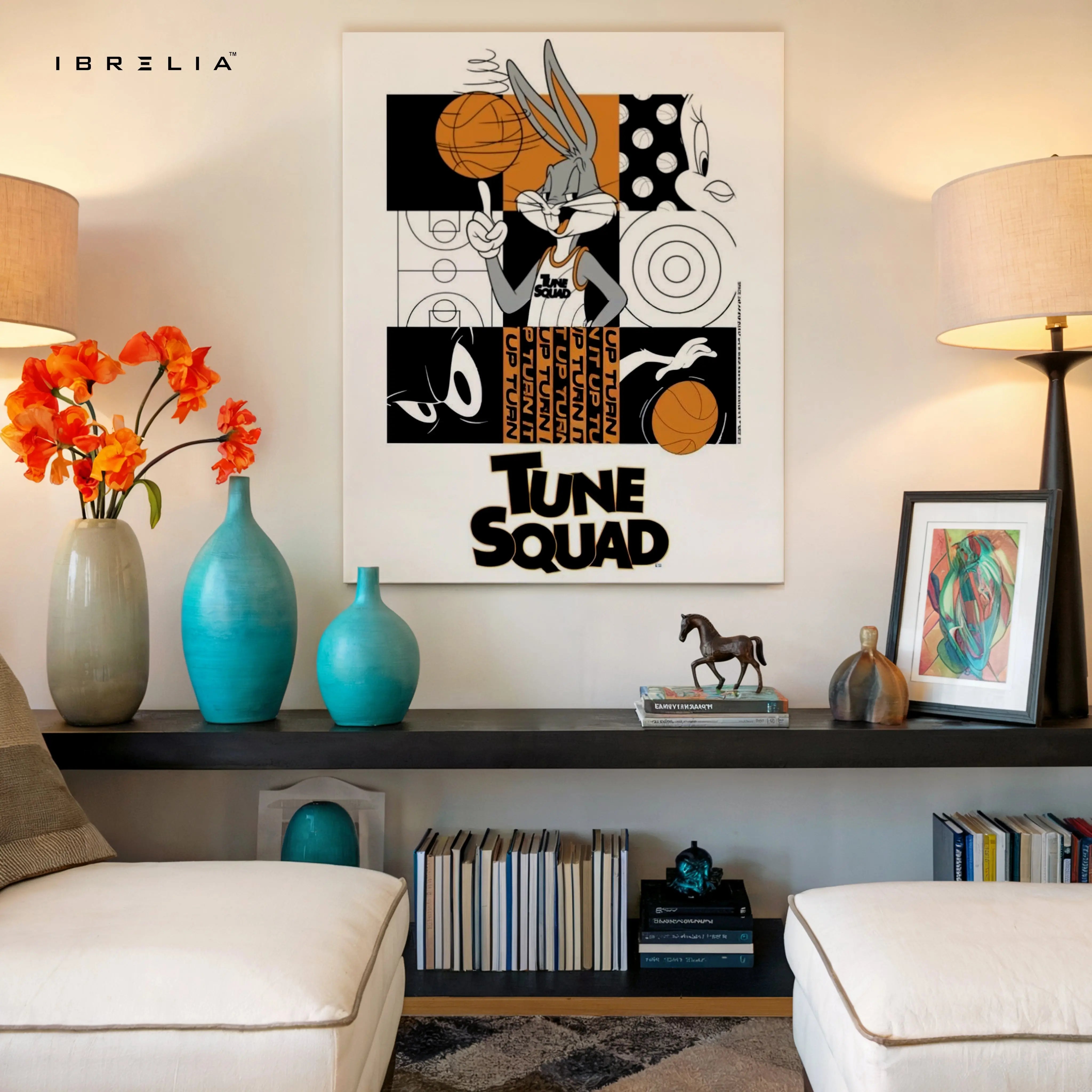 Tune Squad Basketball Pop Art – Iconic Cartoon Sports Wall Art | 4K Ultra Wrap Frame Wall Art in Pakistan | IBRELIA™ IBRELIA