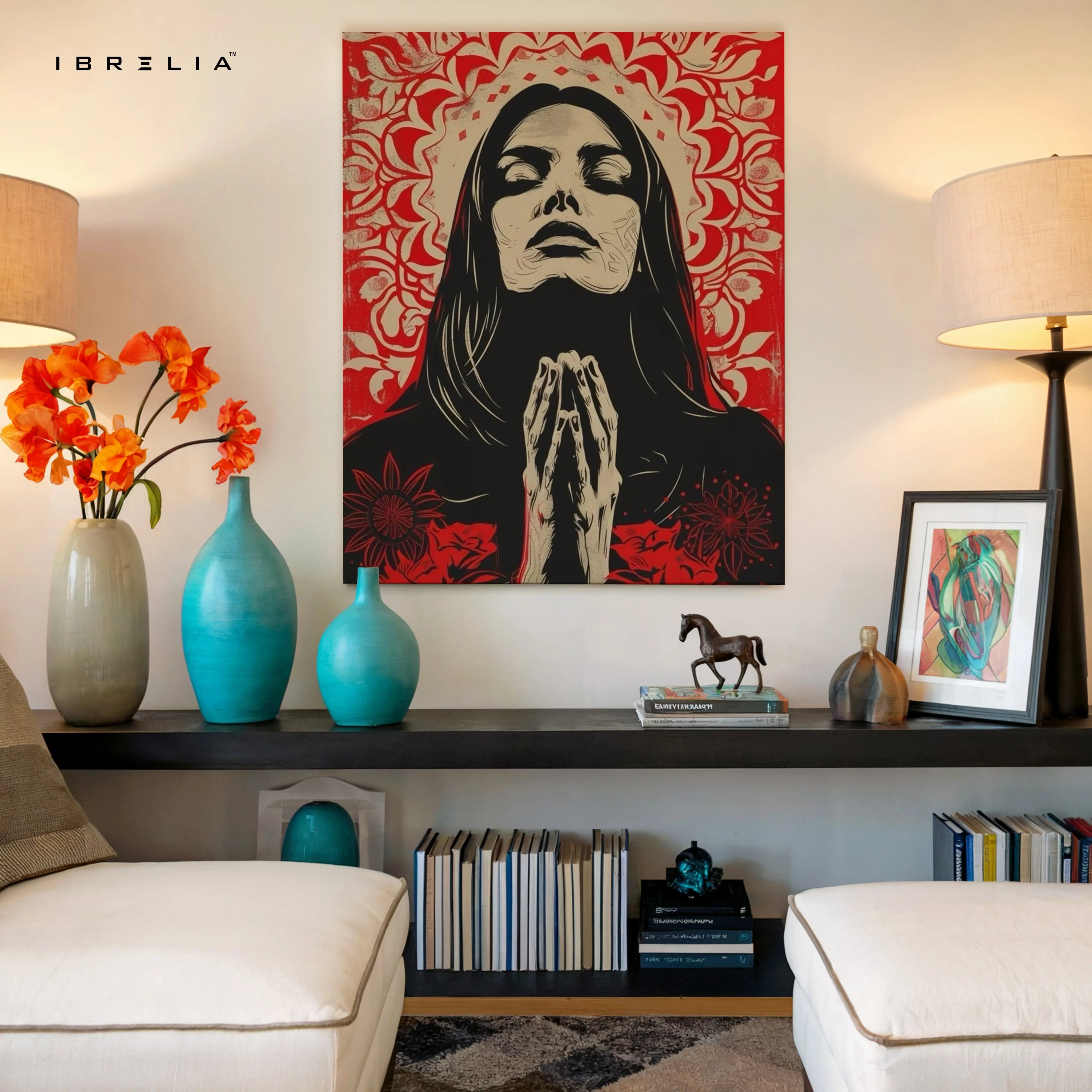 Sacred Prayer Woman Art – 4K Ultra Wrap Frame Wall Art in Pakistan | IBRELIA™ IBRELIA