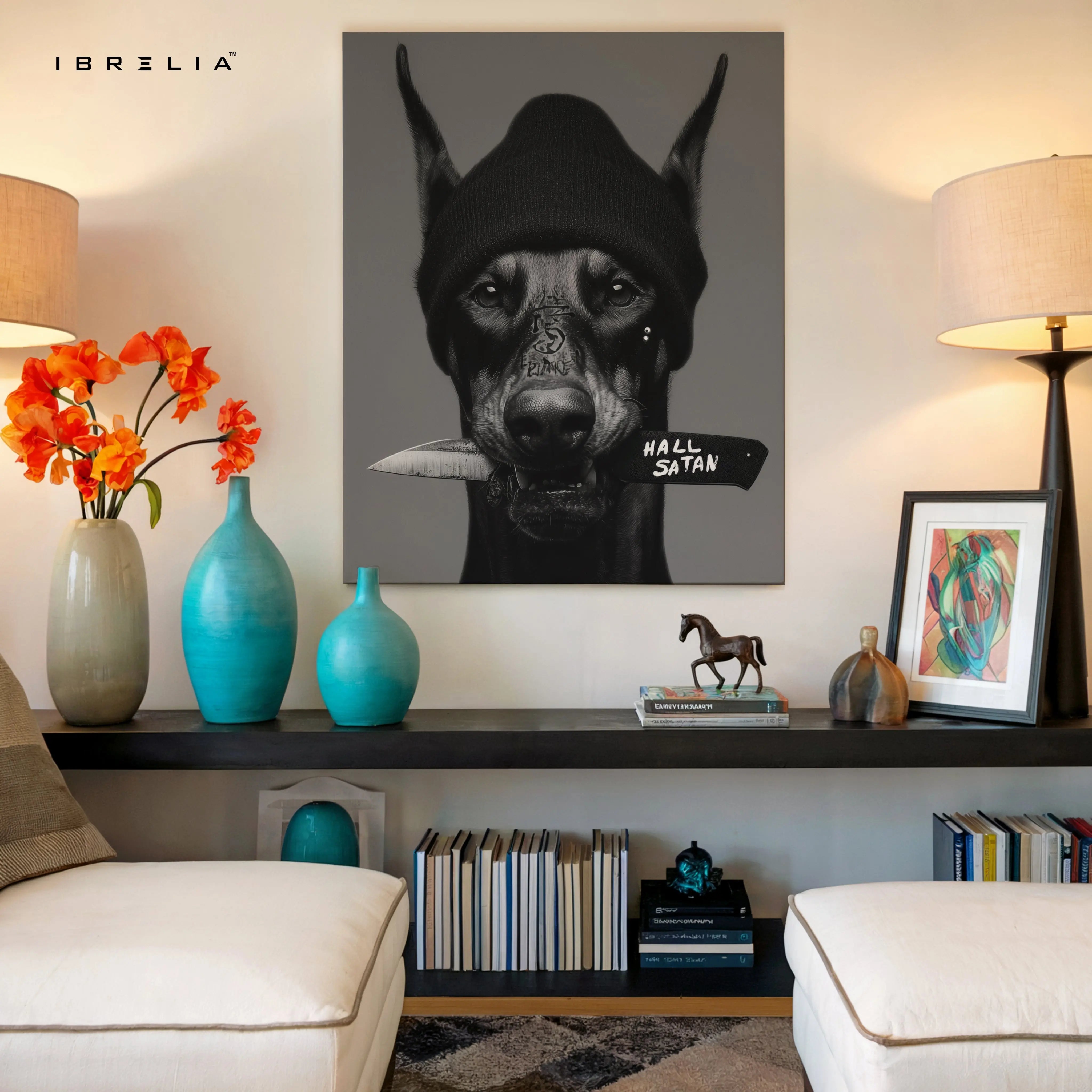 Dark Doberman Street Art – 4K Ultra Wrap Frame Wall Art in Pakistan | IBRELIA™ IBRELIA