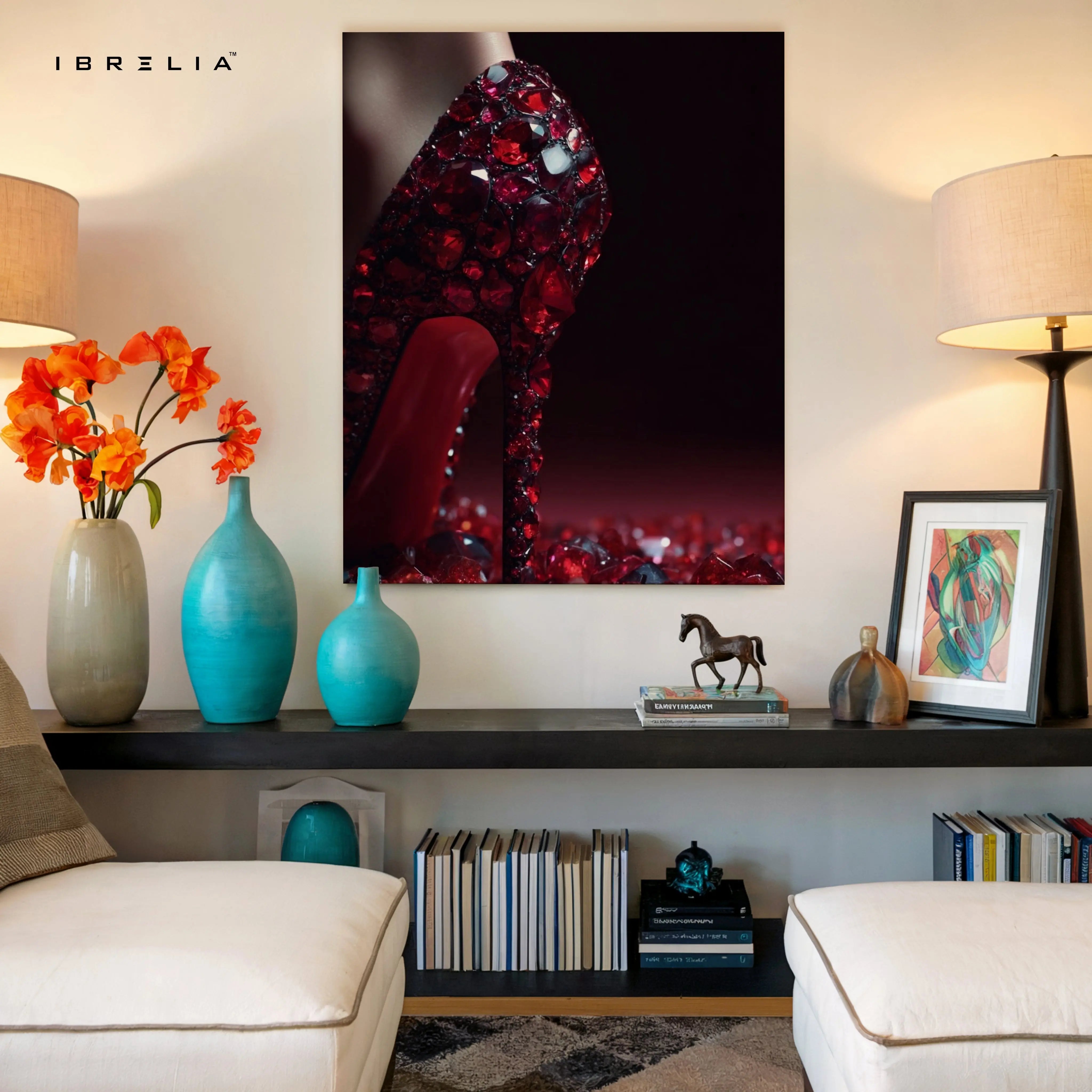 Red Crystal Stiletto Luxury Art – 4K Ultra Wrap Frame Wall Art in Pakistan | IBRELIA™ IBRELIA