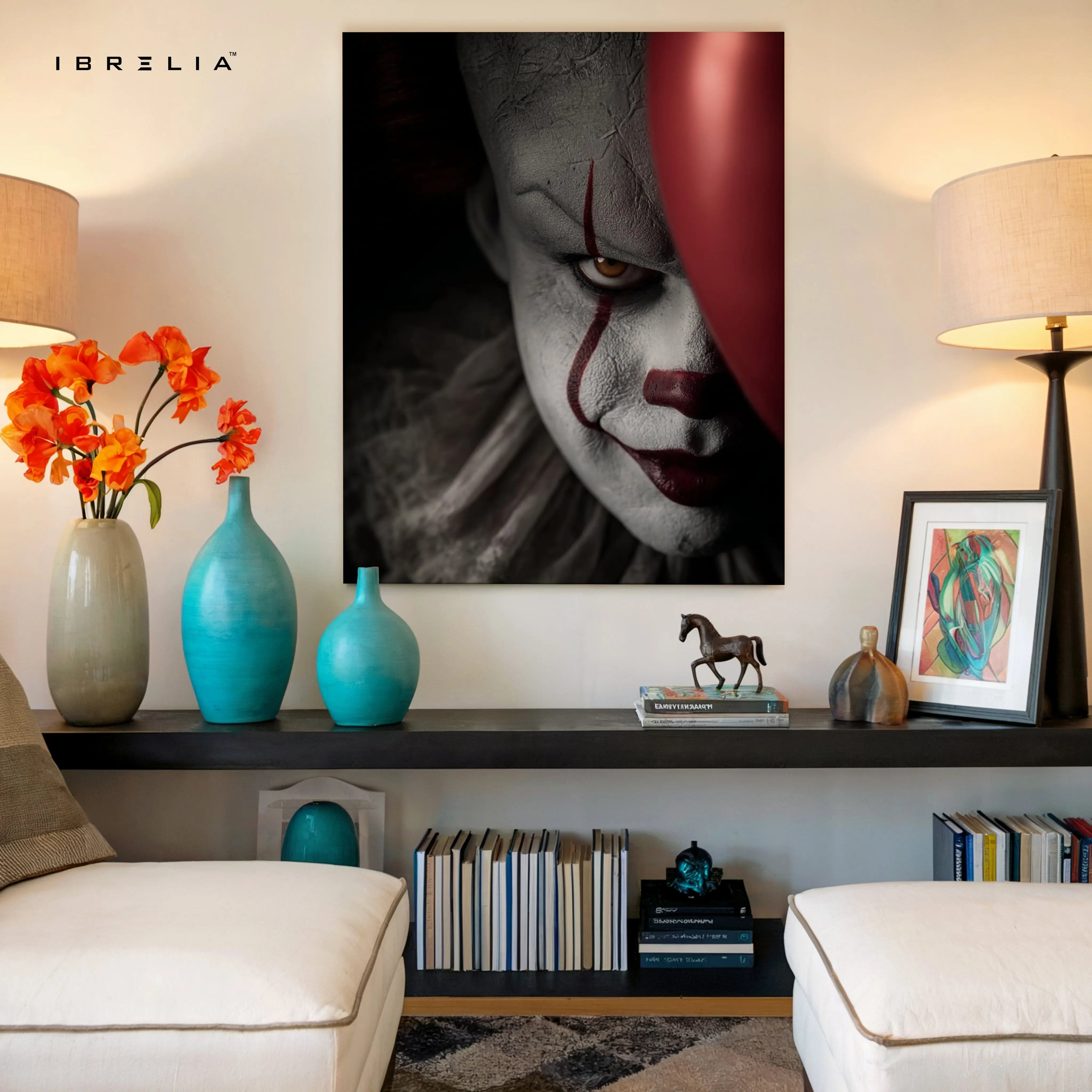 Crimson Gaze Apparition – Dark Cinematic Horror Portrait | 4K Ultra Wrap Frame Wall Art in Pakistan | IBRELIA™ IBRELIA