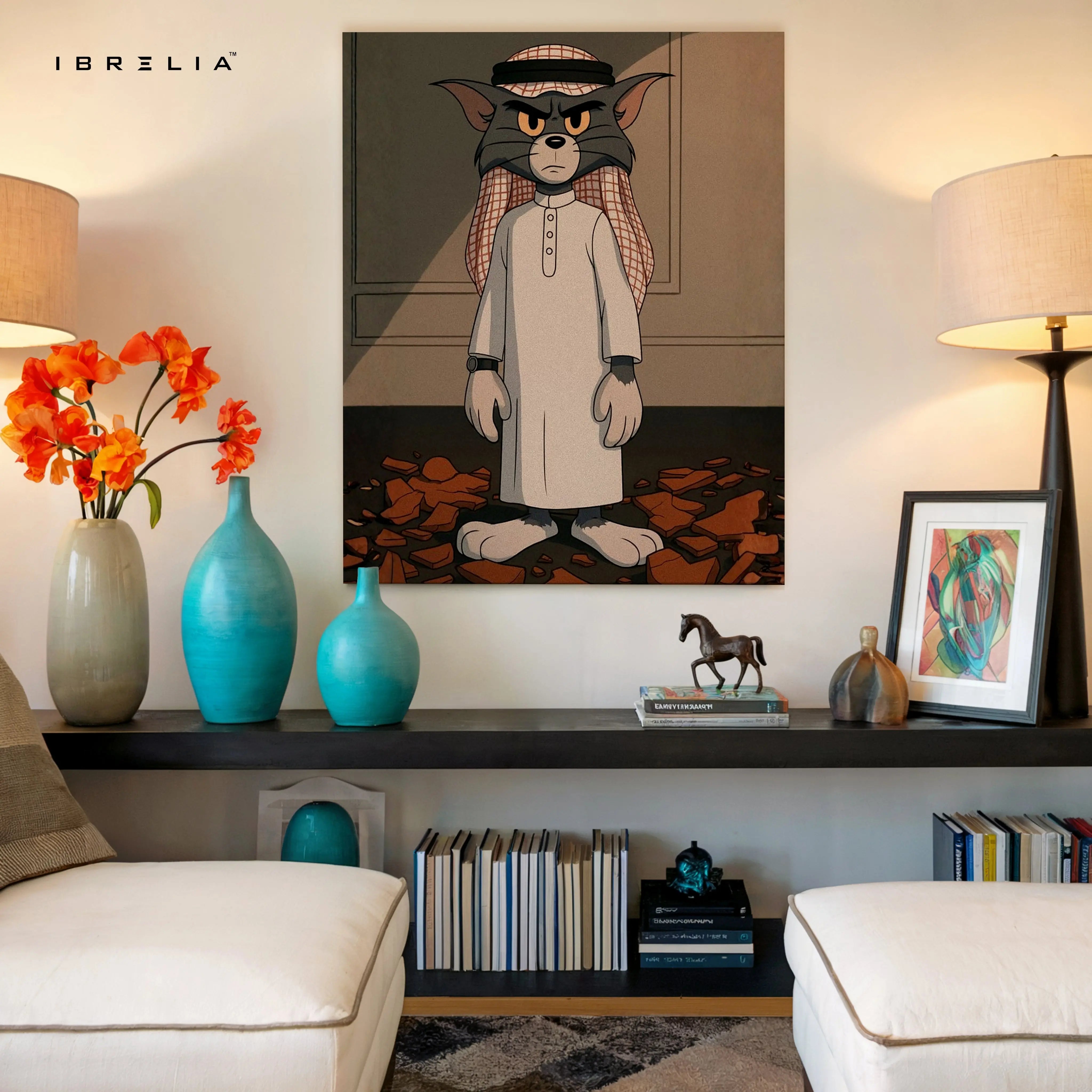 Desert Resolve Tom – Cultural Cartoon Character Art | 4K Ultra Wrap Frame Wall Art in Pakistan | IBRELIA™ IBRELIA