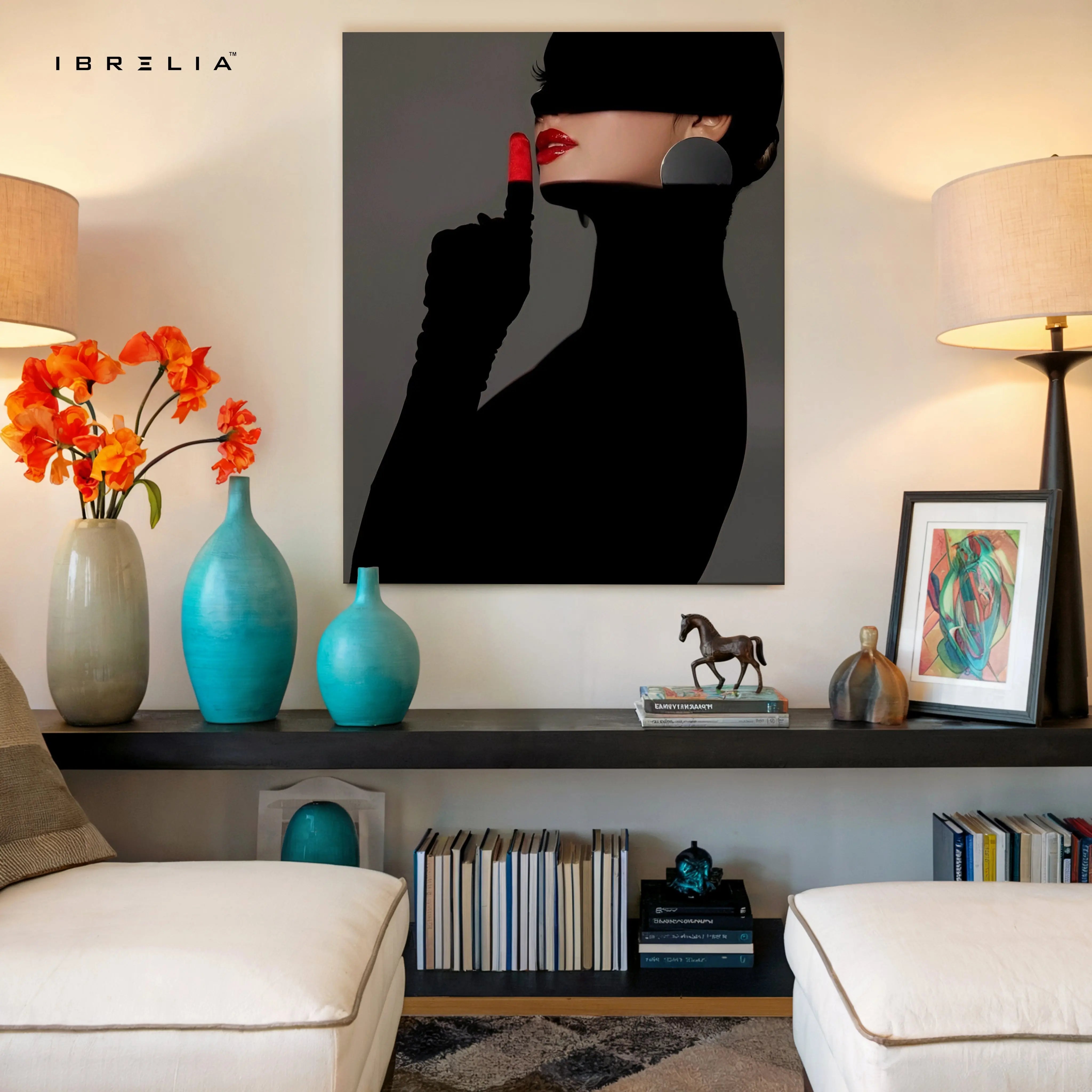 Midnight Red Lips Noir Art – 4K Ultra Wrap Frame Wall Art in Pakistan | IBRELIA™ IBRELIA