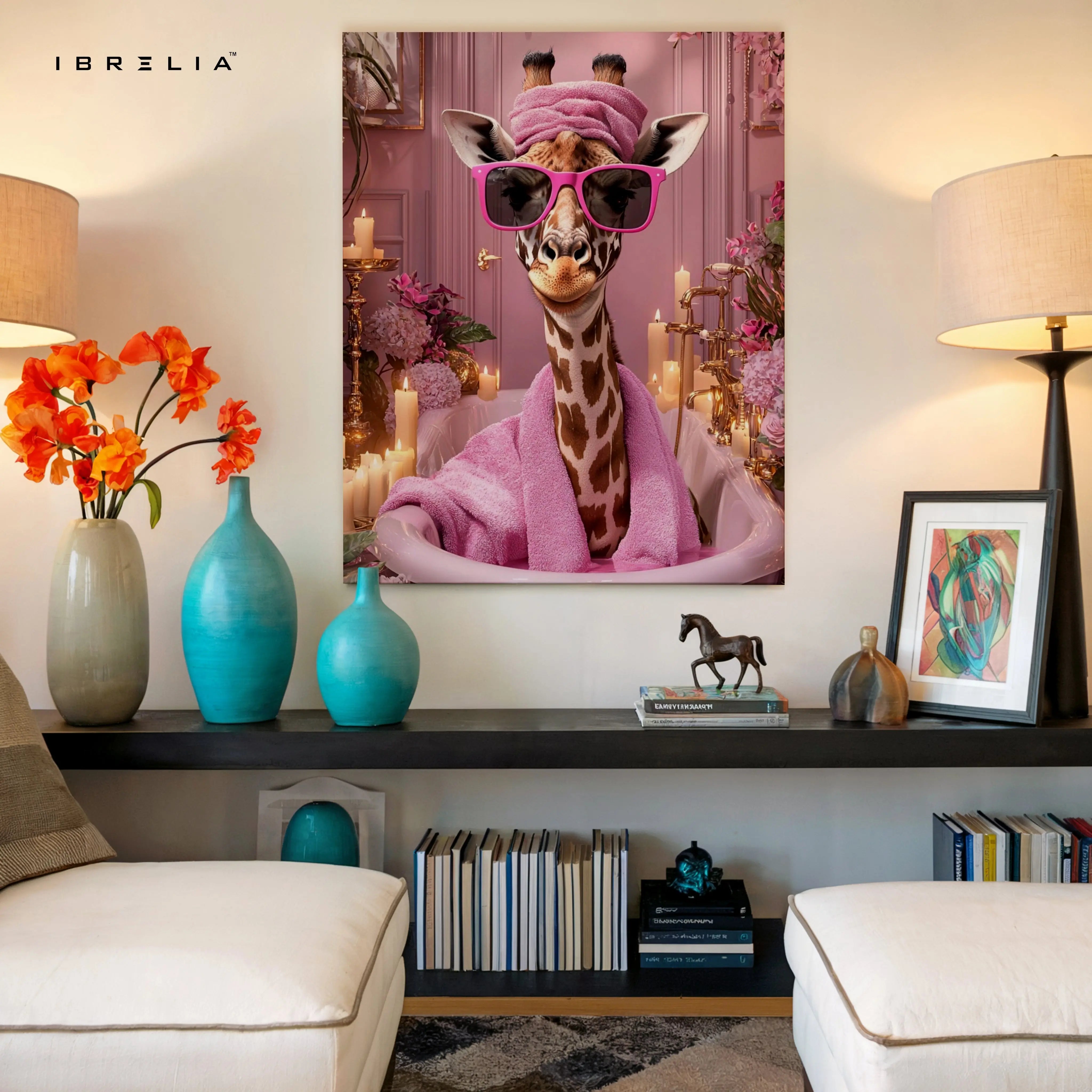 Self-Care Giraffe Art – 4K Ultra Wrap Frame Wall Art in Pakistan | IBRELIA™ IBRELIA