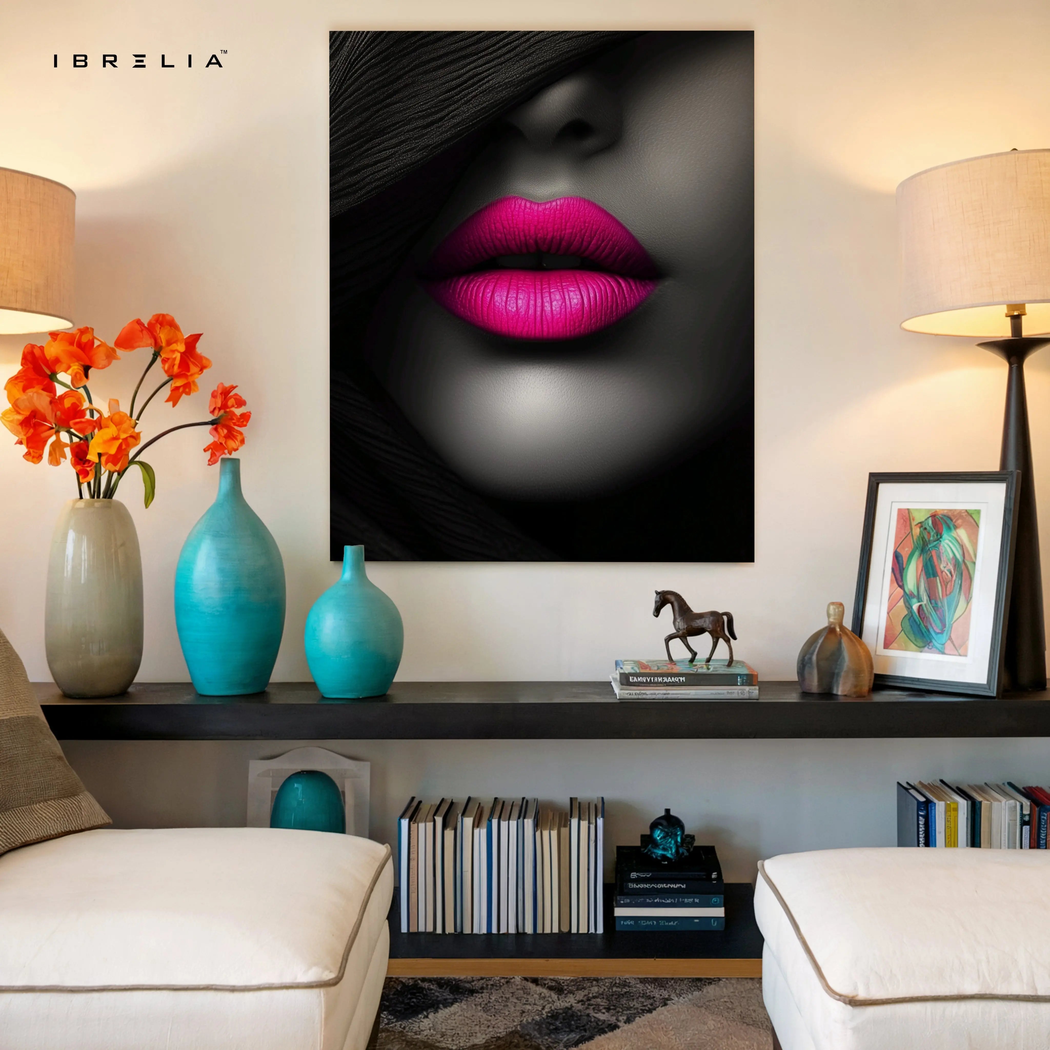 Midnight Pink Lips Art – 4K Ultra Wrap Frame Wall Art in Pakistan | IBRELIA™ IBRELIA