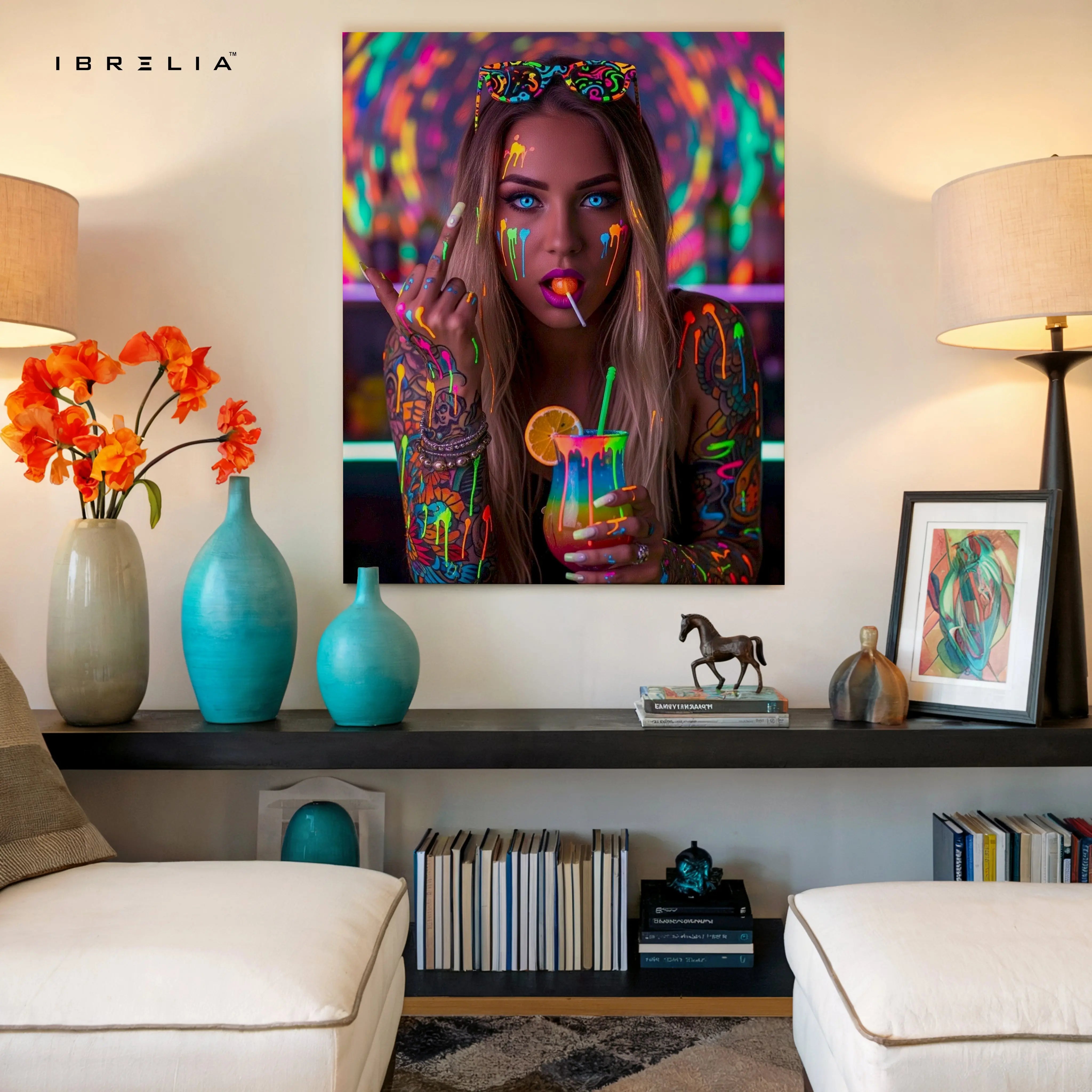 Neon Rebel Street Girl Art – 4K Ultra Wrap Frame Wall Art in Pakistan | IBRELIA™ IBRELIA