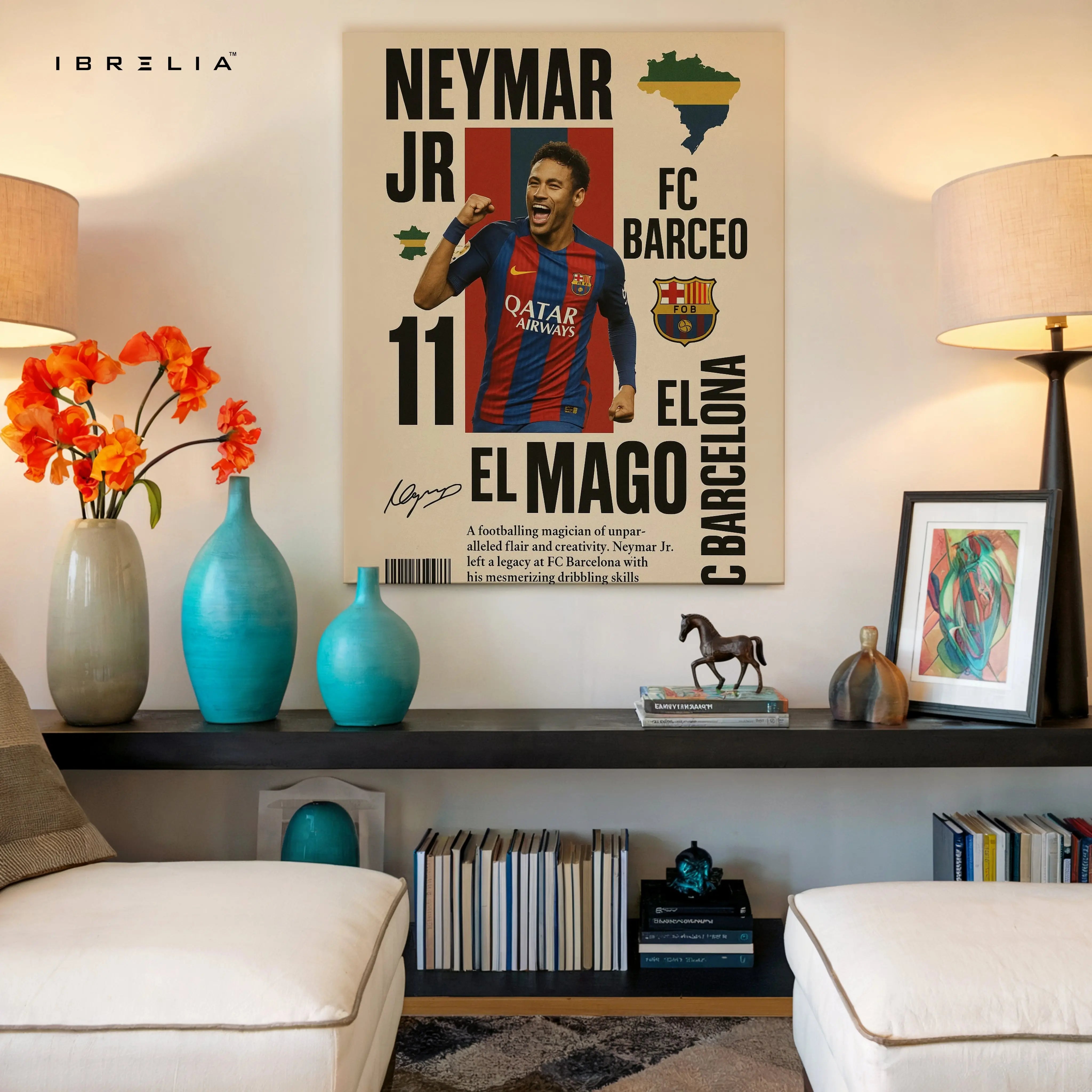 Neymar Jr “El Mago” FC Barcelona Poster Art – 4K Ultra Wrap Frame Wall Art in Pakistan | IBRELIA™ IBRELIA