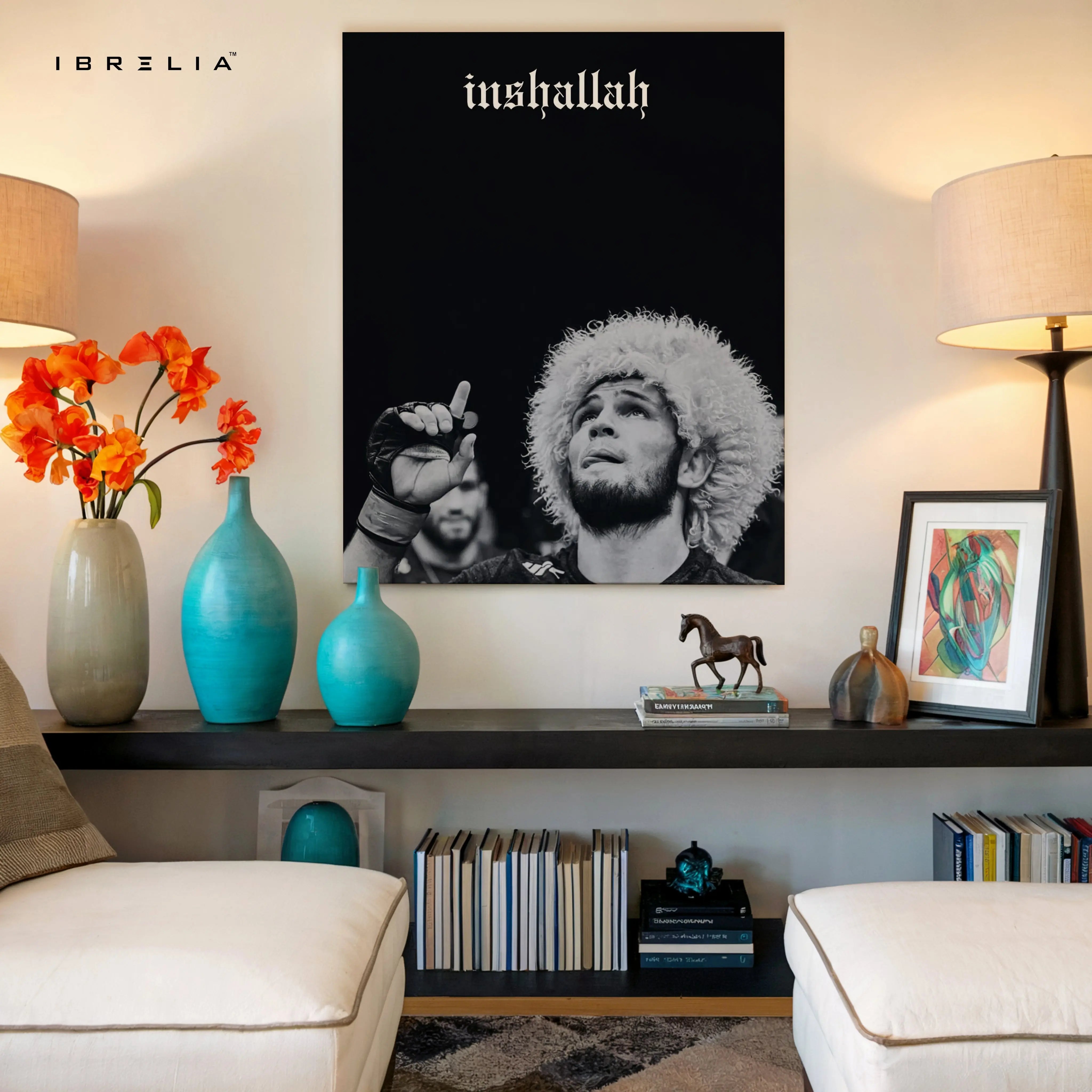 Inshallah Champion Moment – Khabib Nurmagomedov Tribute Art | 4K Ultra Wrap Frame Wall Art in Pakistan | IBRELIA™ IBRELIA