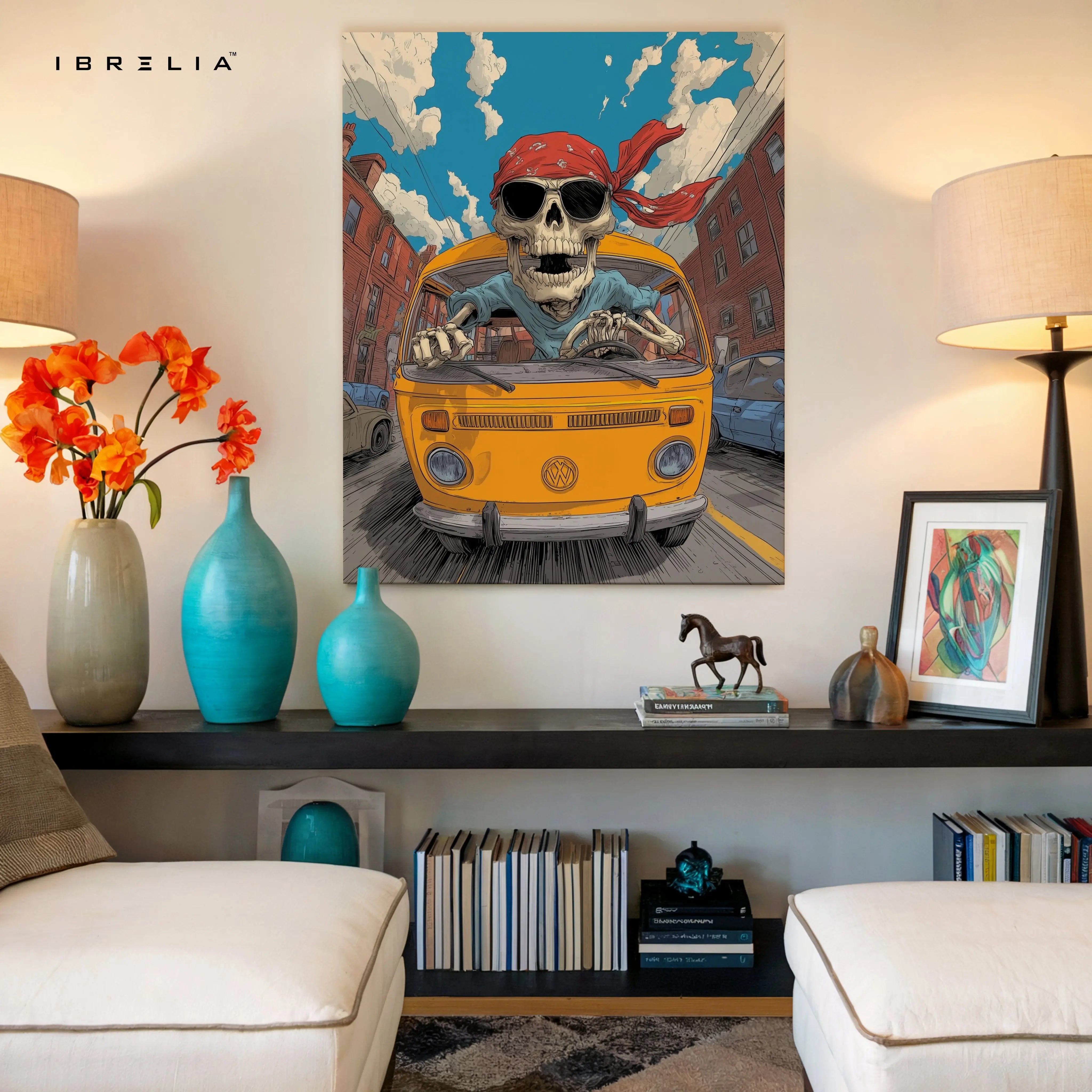 Skeleton Driver Van Art – 4K Ultra Wrap Frame Wall Art in Pakistan | IBRELIA™ IBRELIA