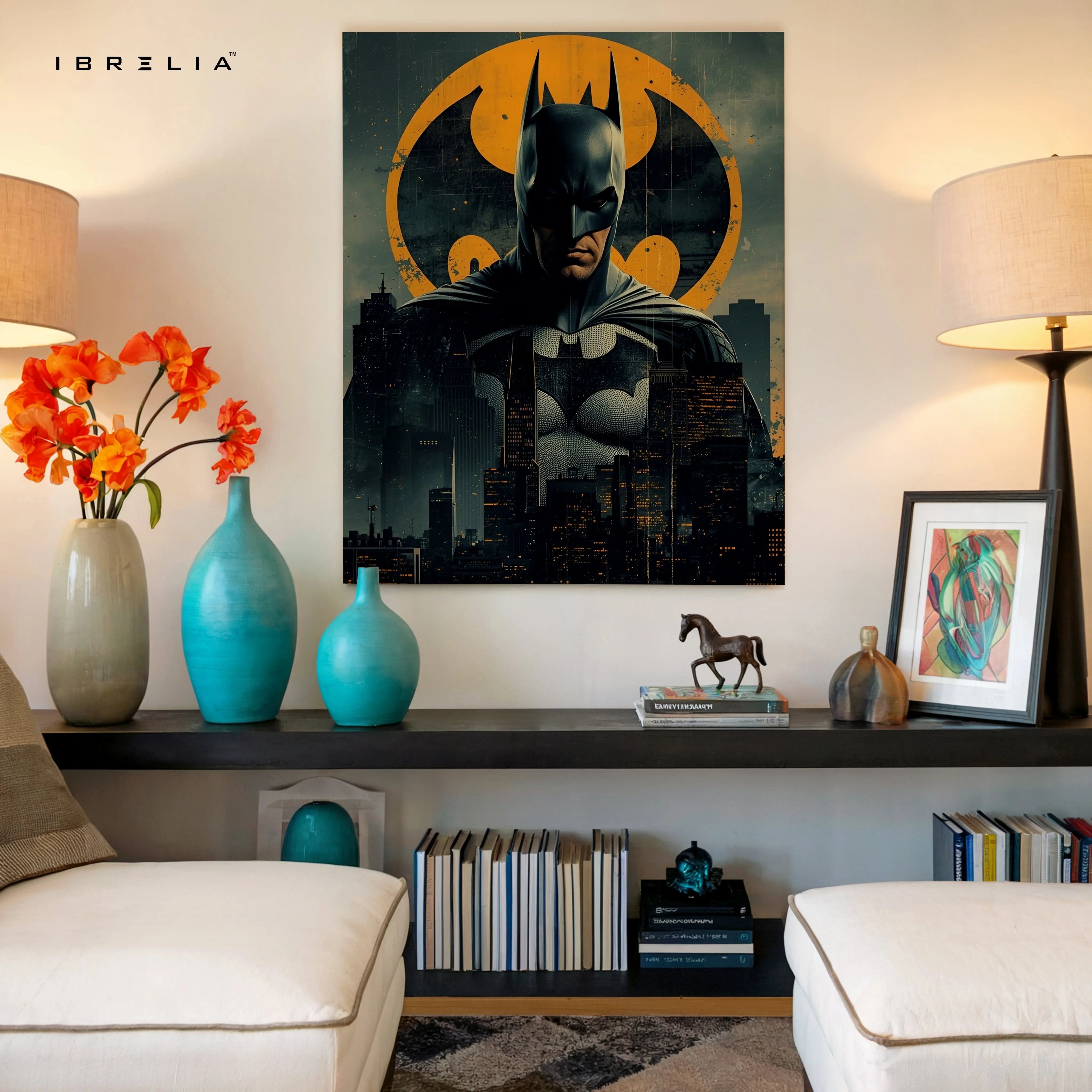 Dark Knight Vigilante – Gotham Noir Superhero Wall Art | 4K Ultra Wrap Frame Wall Art in Pakistan | IBRELIA™ IBRELIA