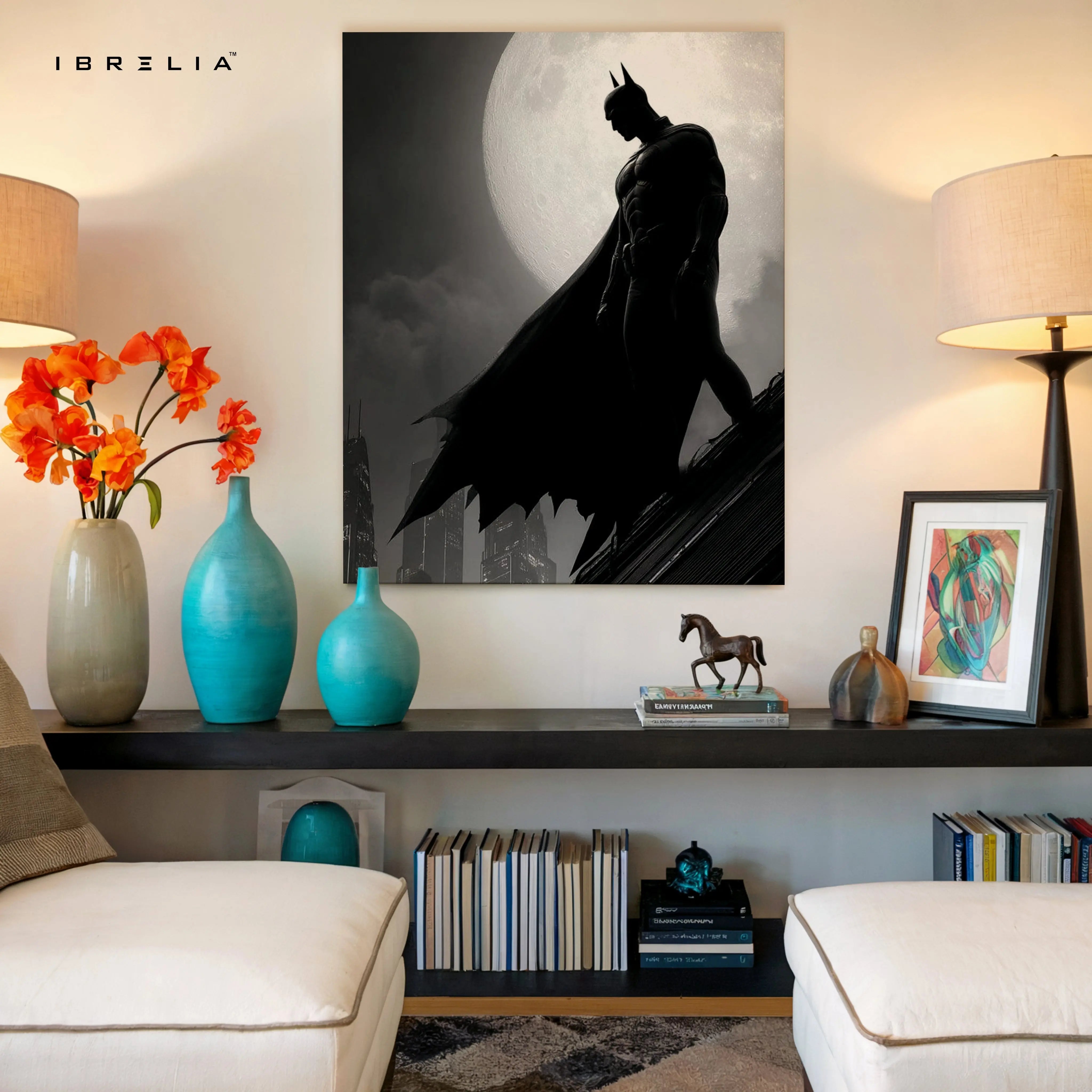 Dark Knight Vigil – Batman Moon Silhouette Art | 4K Ultra Wrap Frame Wall Art in Pakistan | IBRELIA™ IBRELIA