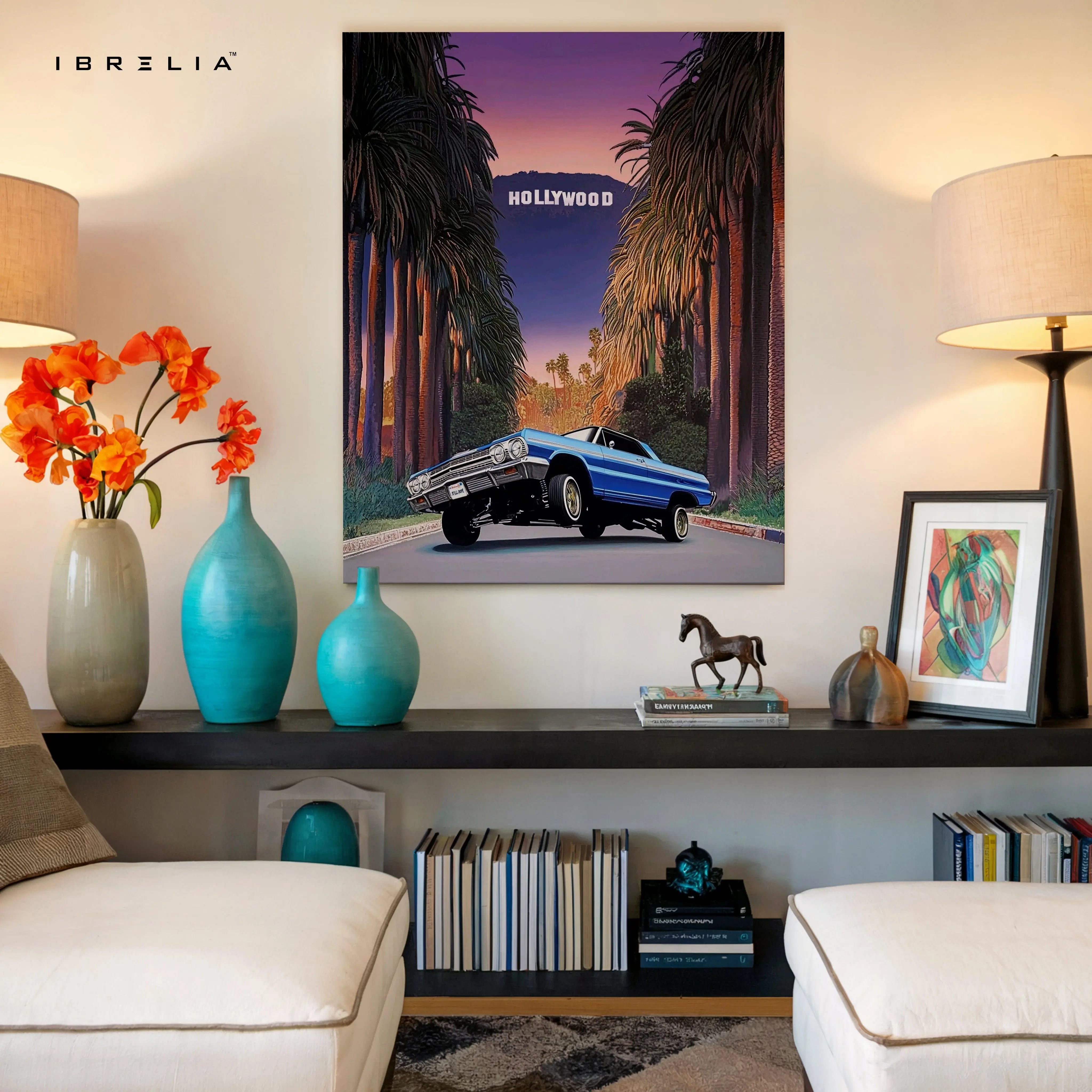 Hollywood Boulevard Lowrider – West Coast Classic Car Art | 4K Ultra Wrap Frame Wall Art in Pakistan | IBRELIA™ IBRELIA