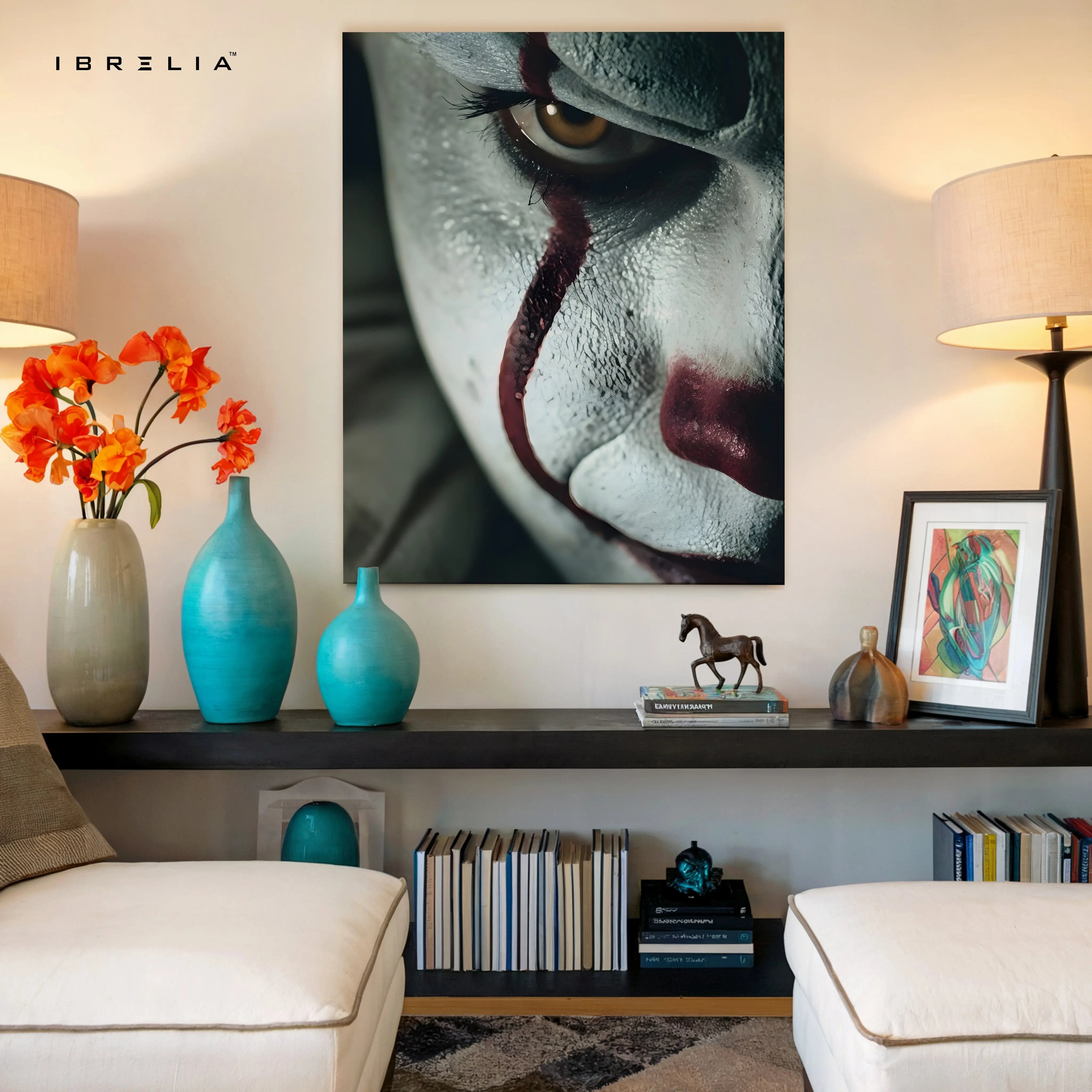 The Joker’s Gaze – Dark Psychological Horror 4K Ultra Wrap Frame Wall Art | IBRELIA™ IBRELIA