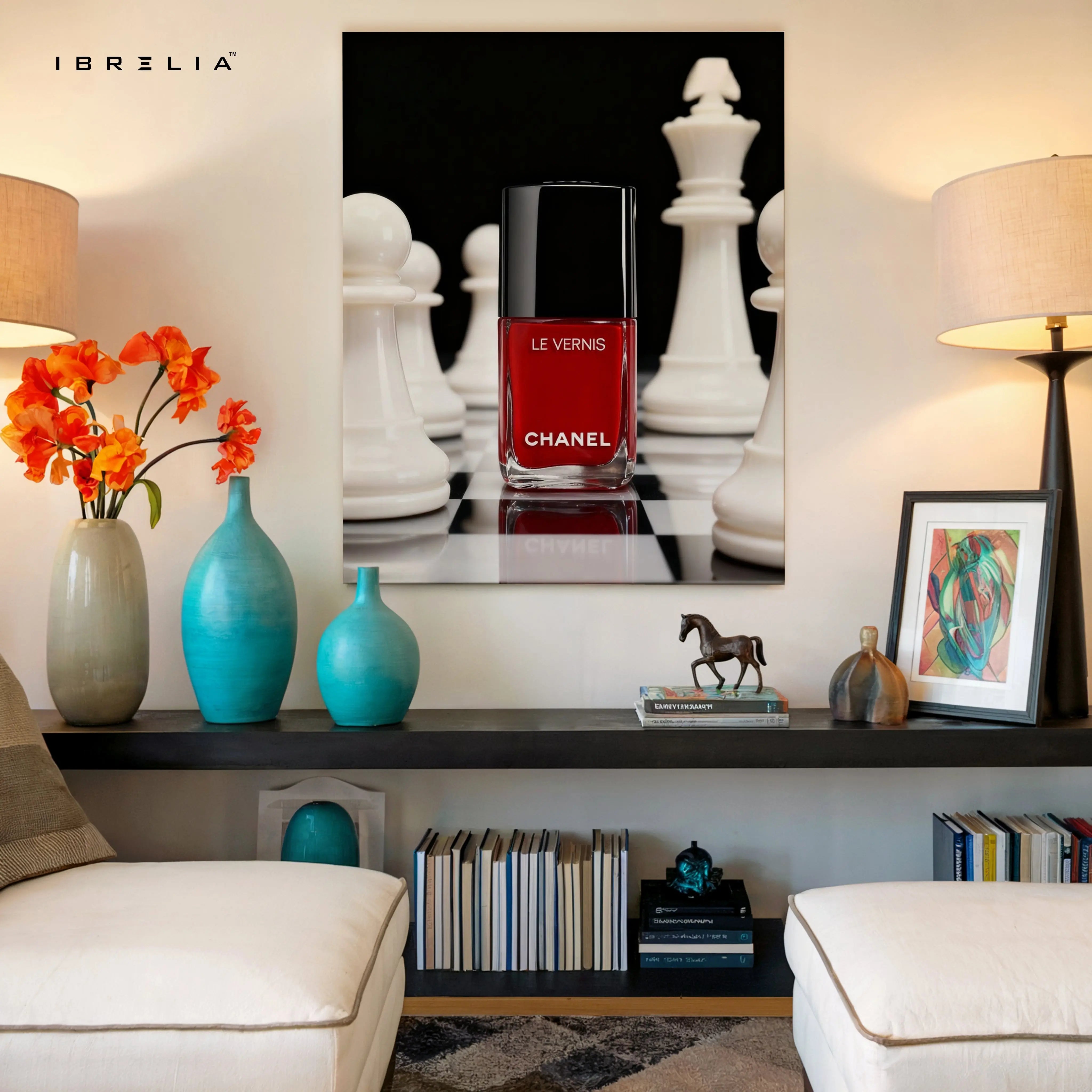 Red Nail Polish Power Chess Art – 4K Ultra Wrap Frame Wall Art in Pakistan | IBRELIA™ IBRELIA