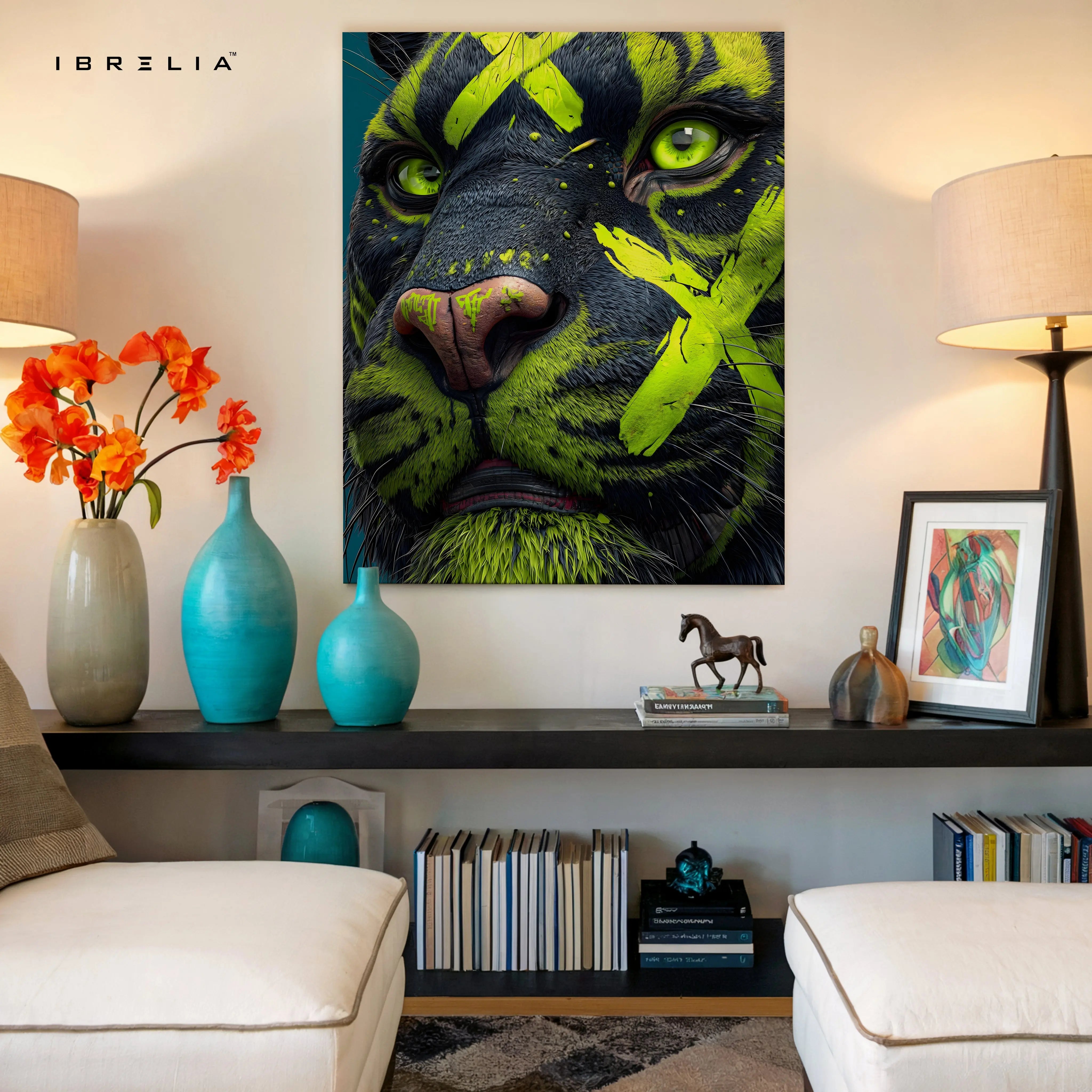 Neon Panther Close-Up Pop Art – 4K Ultra Wrap Frame Wall Art in Pakistan | IBRELIA™ IBRELIA