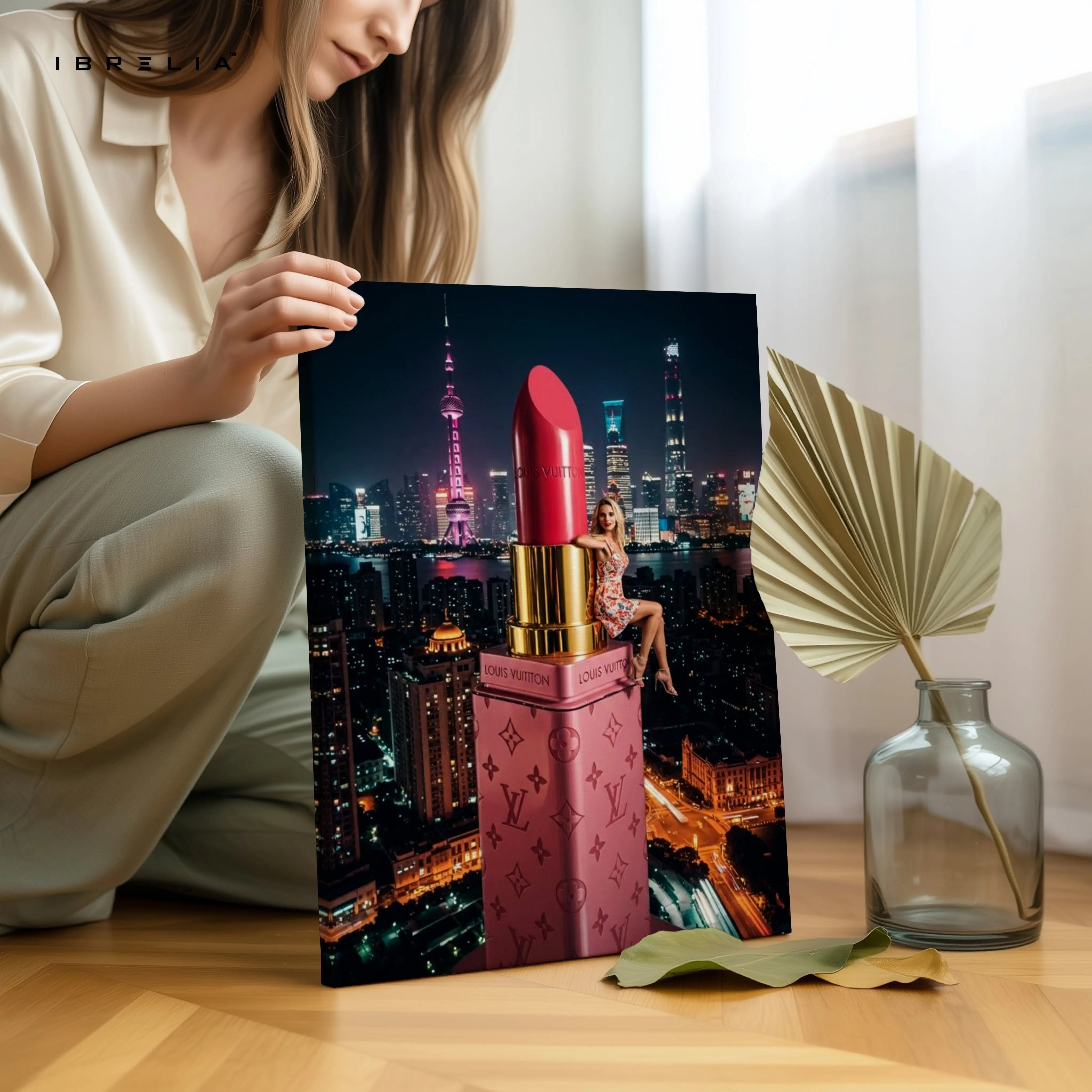 Louis Vuitton Lipstick Skyline Glam Art – 4K Ultra Wrap Frame Wall Art in Pakistan | IBRELIA™ IBRELIA