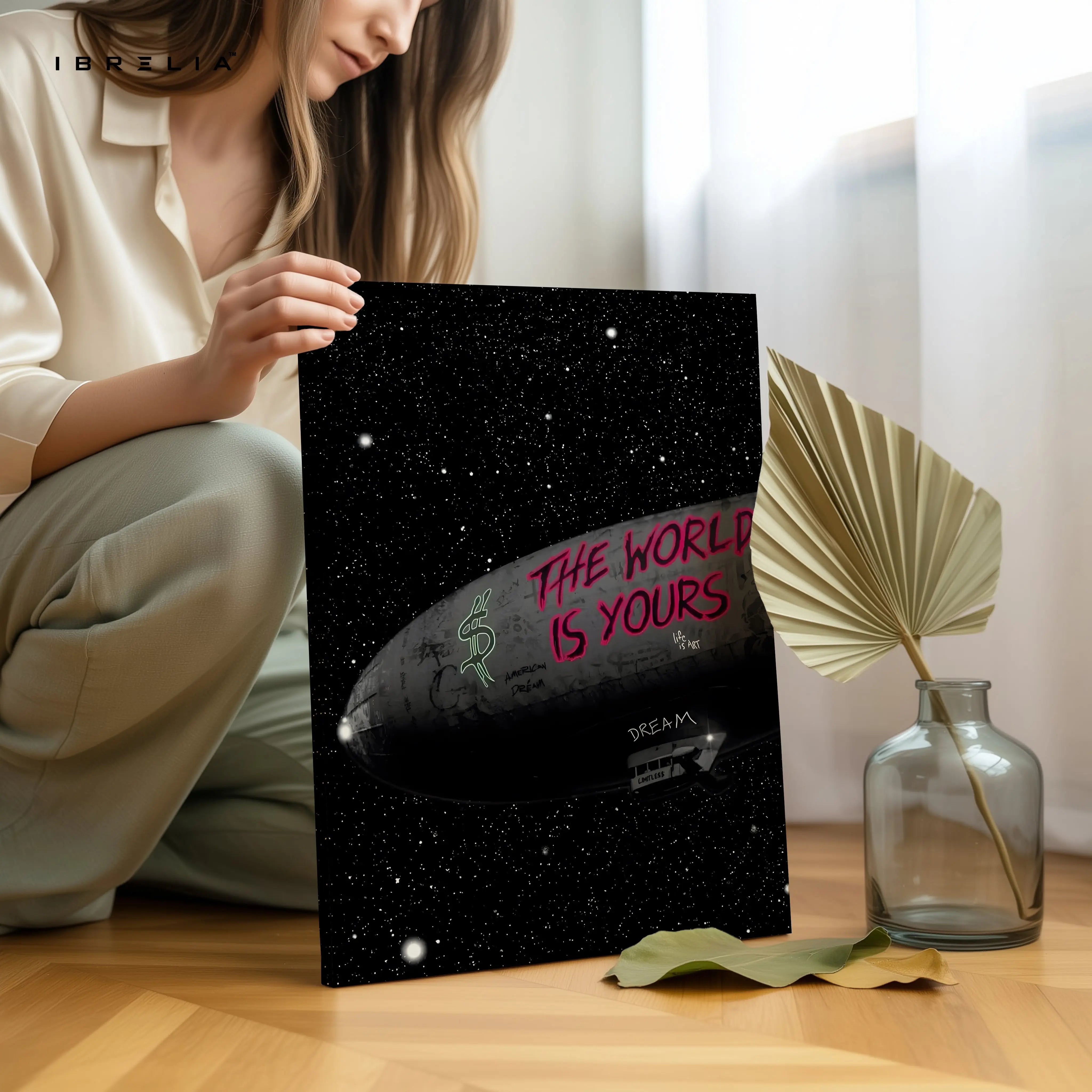 The World Is Yours – Cosmic Graffiti Motivation Art | 4K Ultra Wrap Frame Wall Art in Pakistan | IBRELIA™ IBRELIA