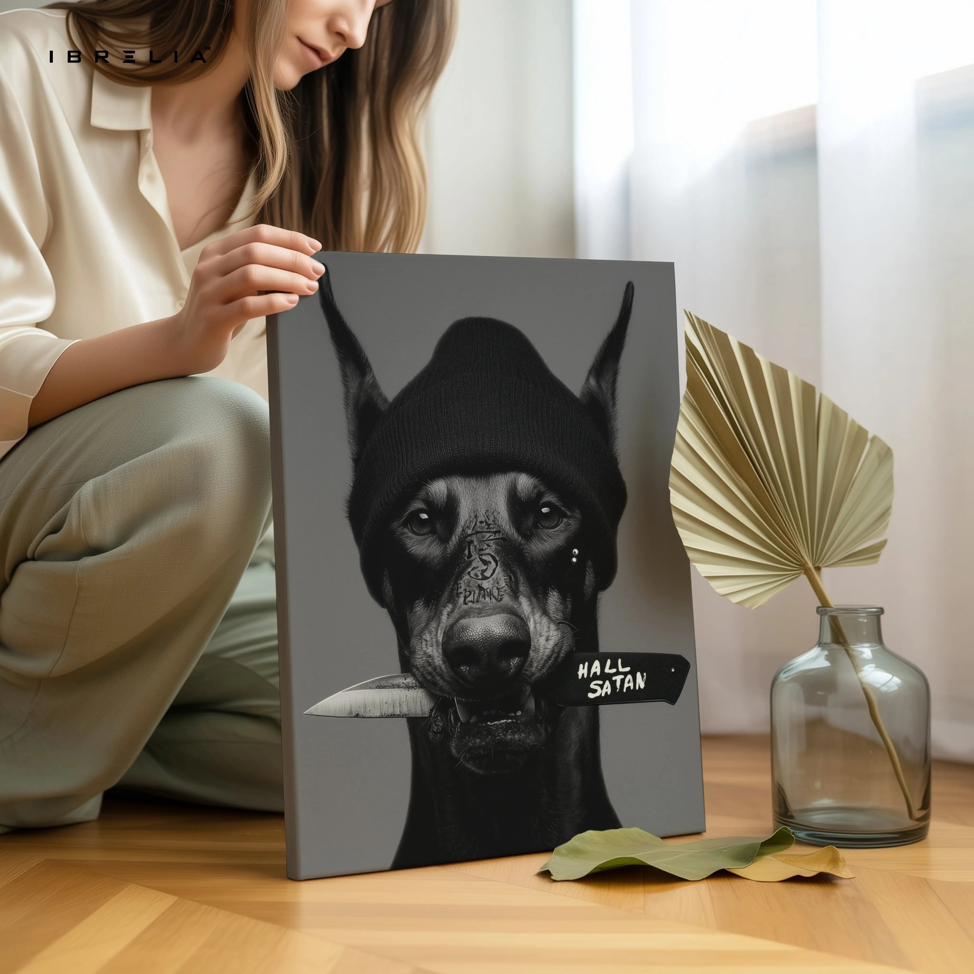 Dark Doberman Street Art – 4K Ultra Wrap Frame Wall Art in Pakistan | IBRELIA™ IBRELIA