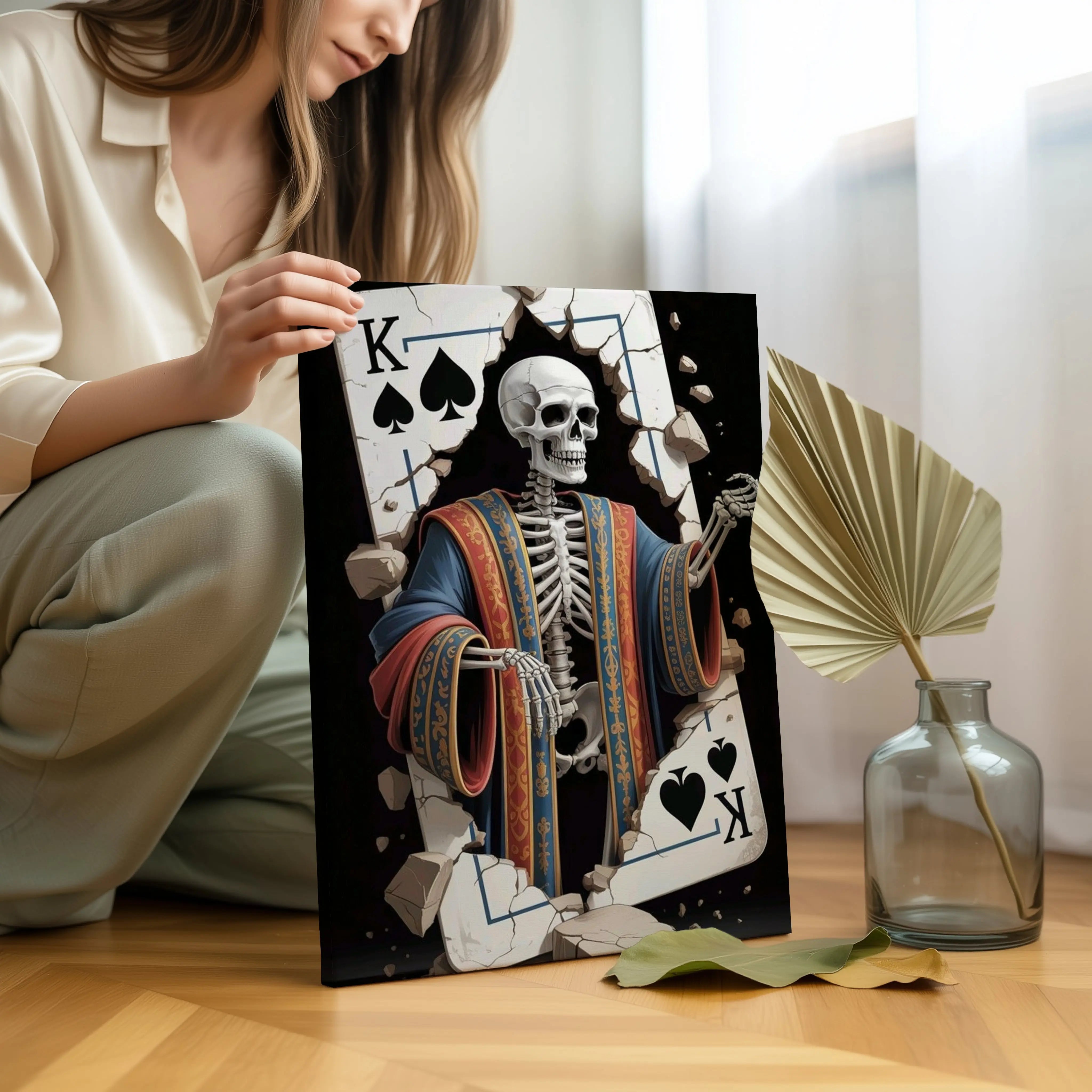Skeleton King of Spades Art – 4K Ultra Wrap Frame Wall Art in Pakistan | IBRELIA™ IBRELIA