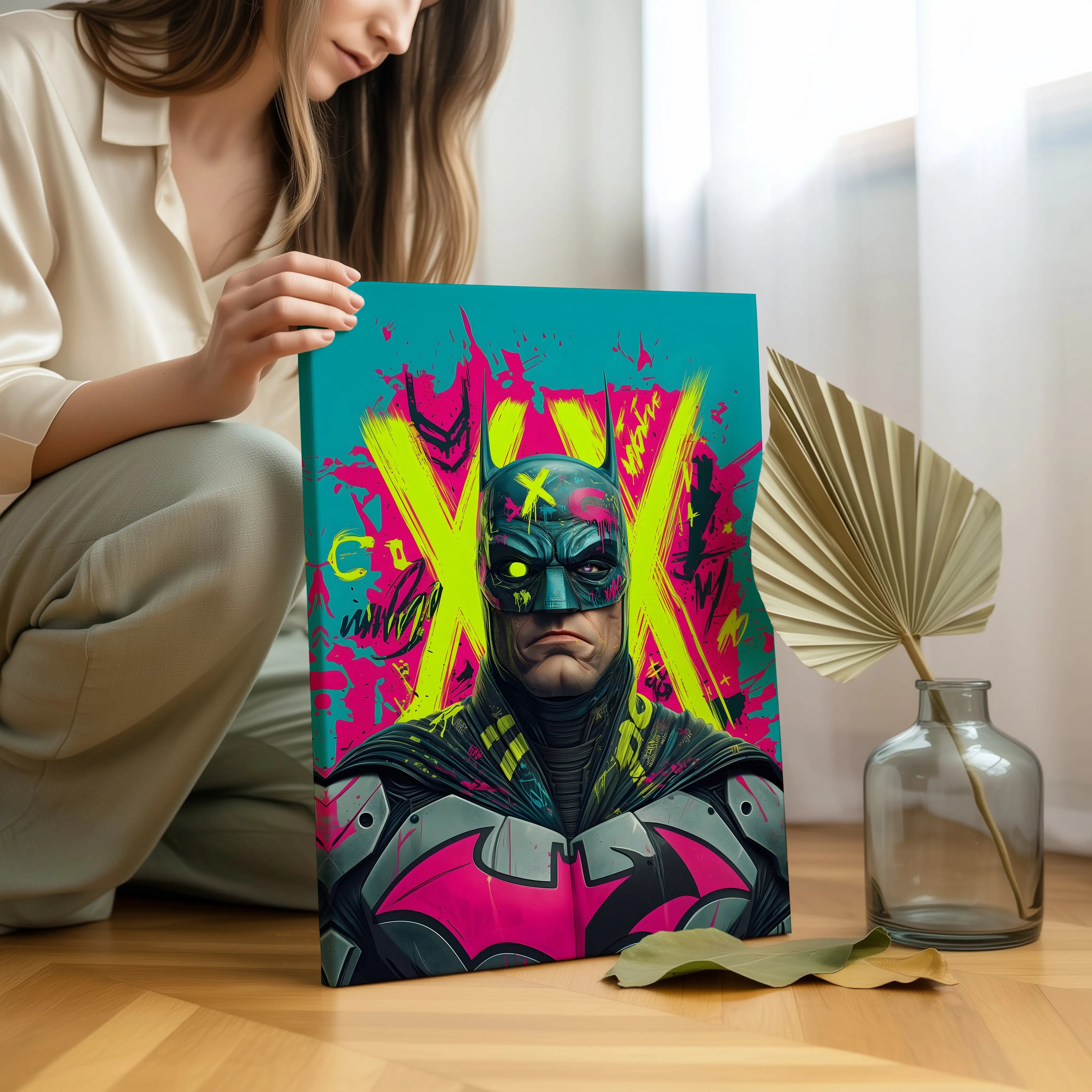 Batman Graffiti Neon Pop Art – 4K Ultra Wrap Frame Wall Art in Pakistan | IBRELIA™ IBRELIA