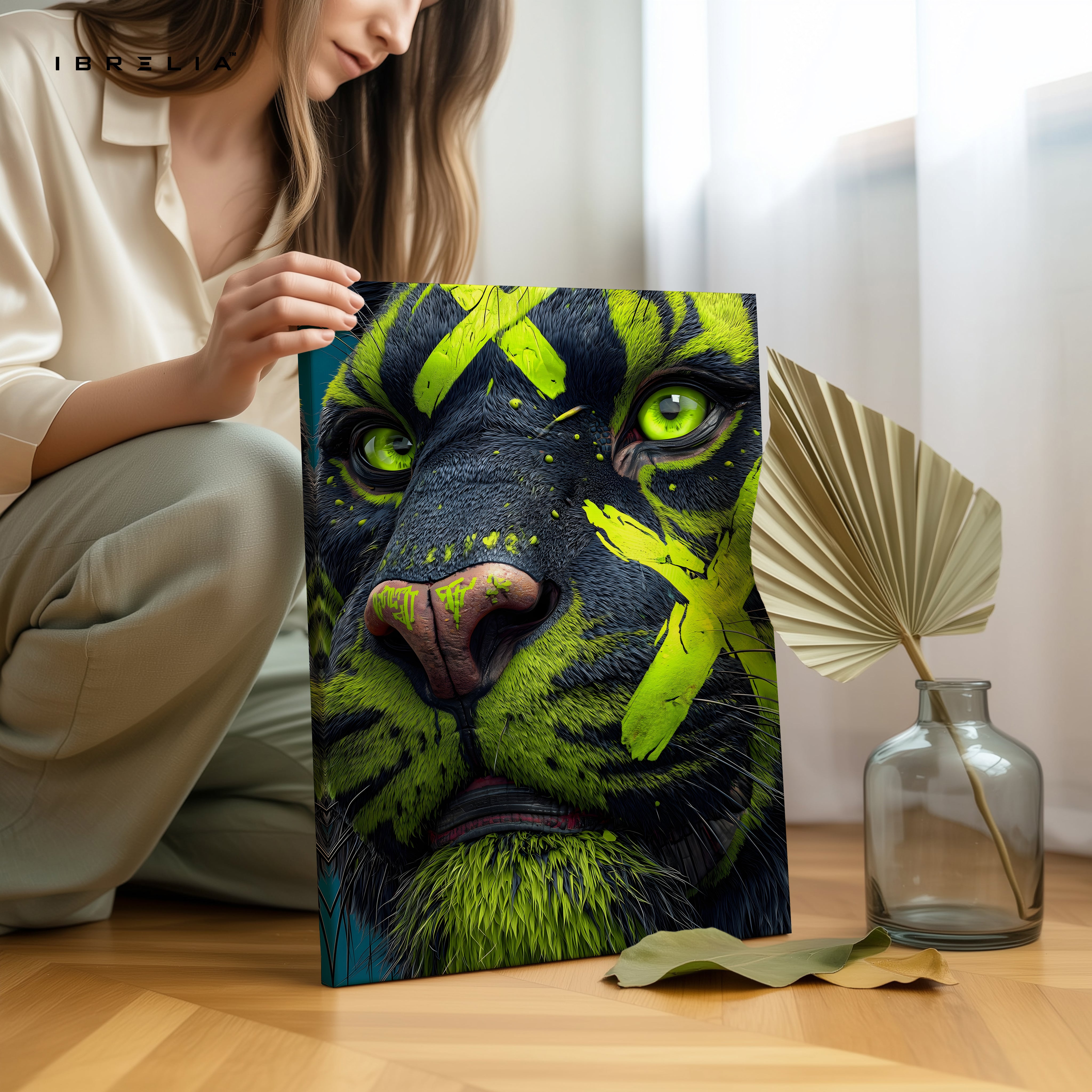 Neon Panther Close-Up Pop Art – 4K Ultra Wrap Frame Wall Art in Pakistan | IBRELIA™