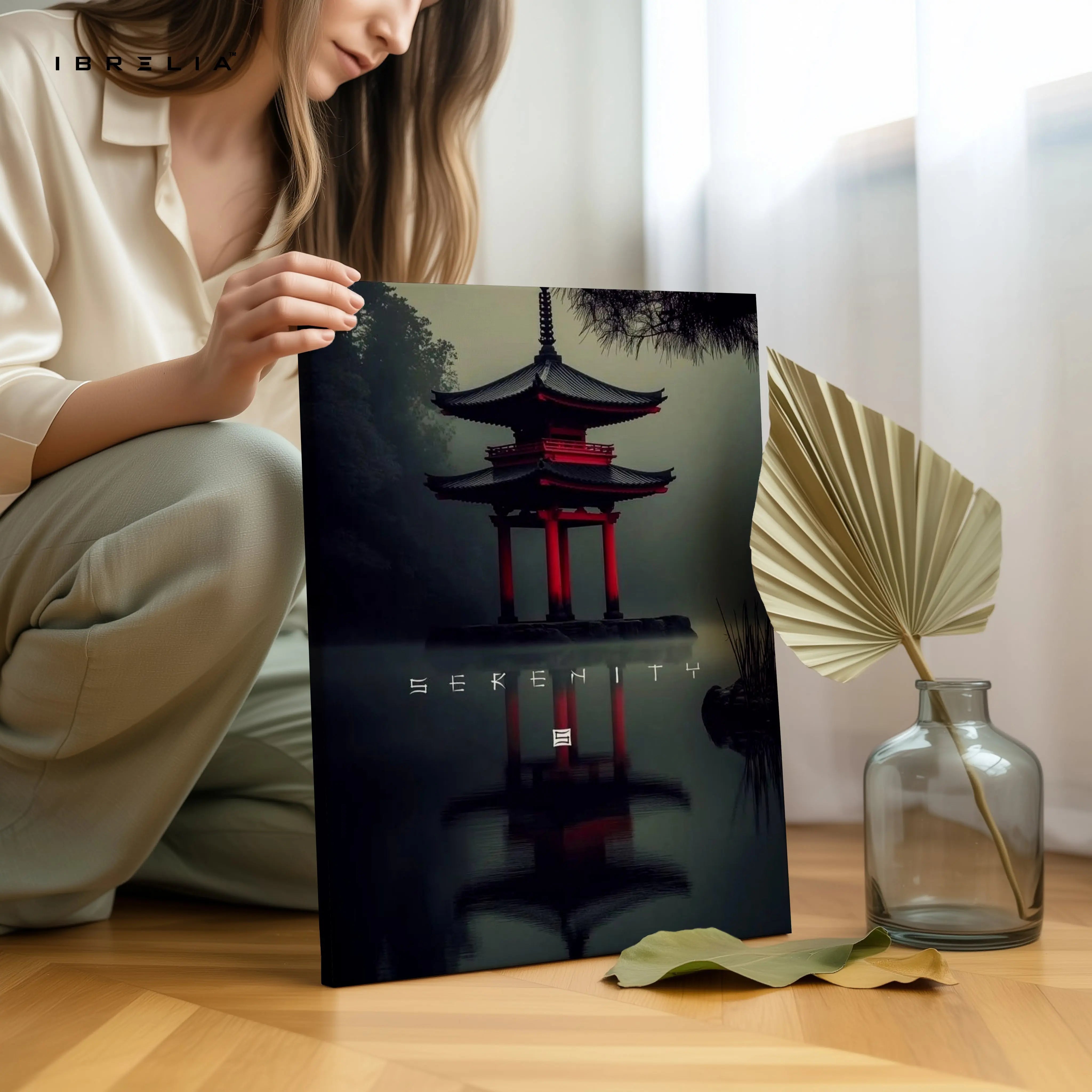 Serenity Pagoda Reflection Art – Zen Minimal Japanese Temple Wall Art | 4K Ultra Wrap Frame Wall Art in Pakistan | IBRELIA™ IBRELIA