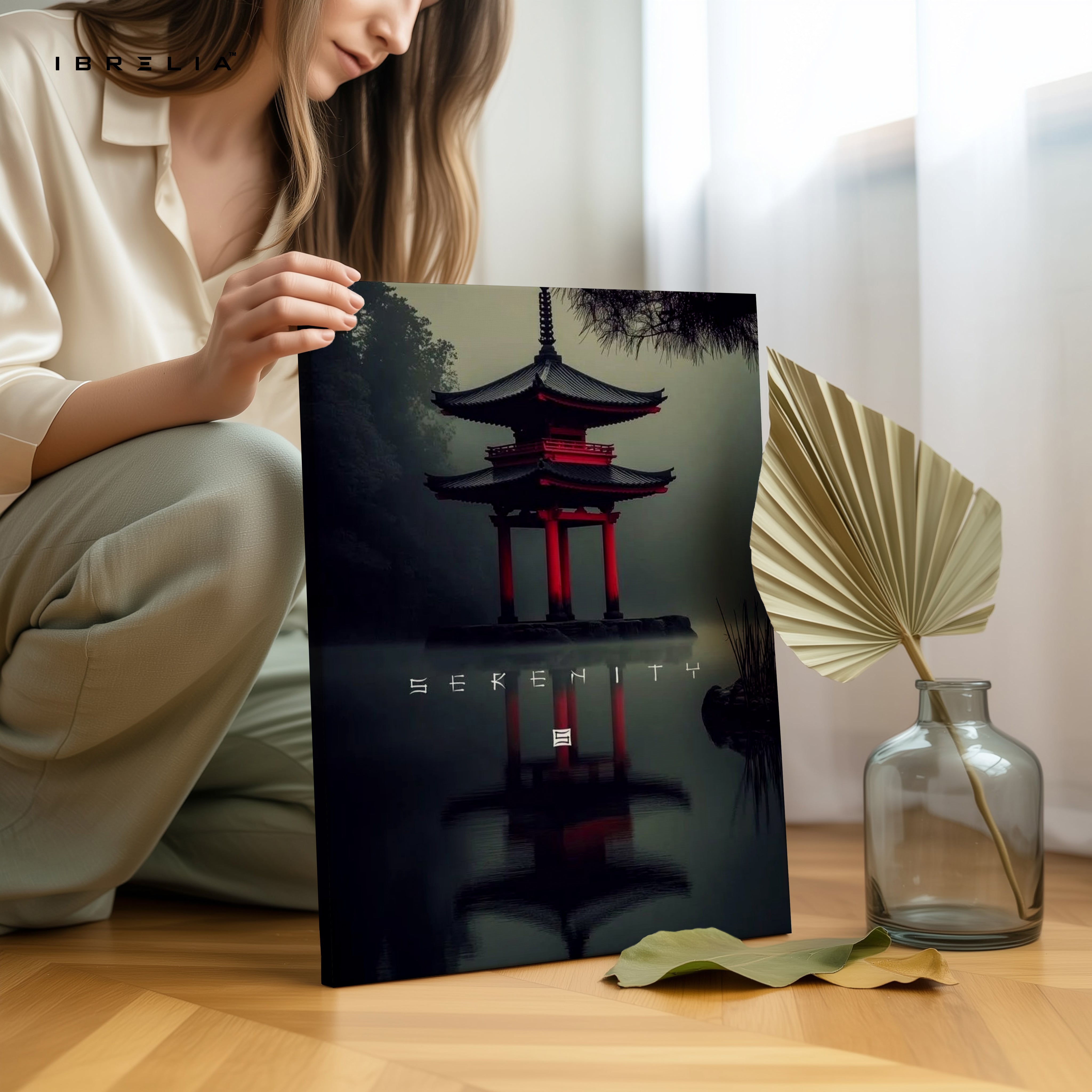 Serenity Pagoda Reflection Art – Zen Minimal Japanese Temple Wall Art | 4K Ultra Wrap Frame Wall Art in Pakistan | IBRELIA™