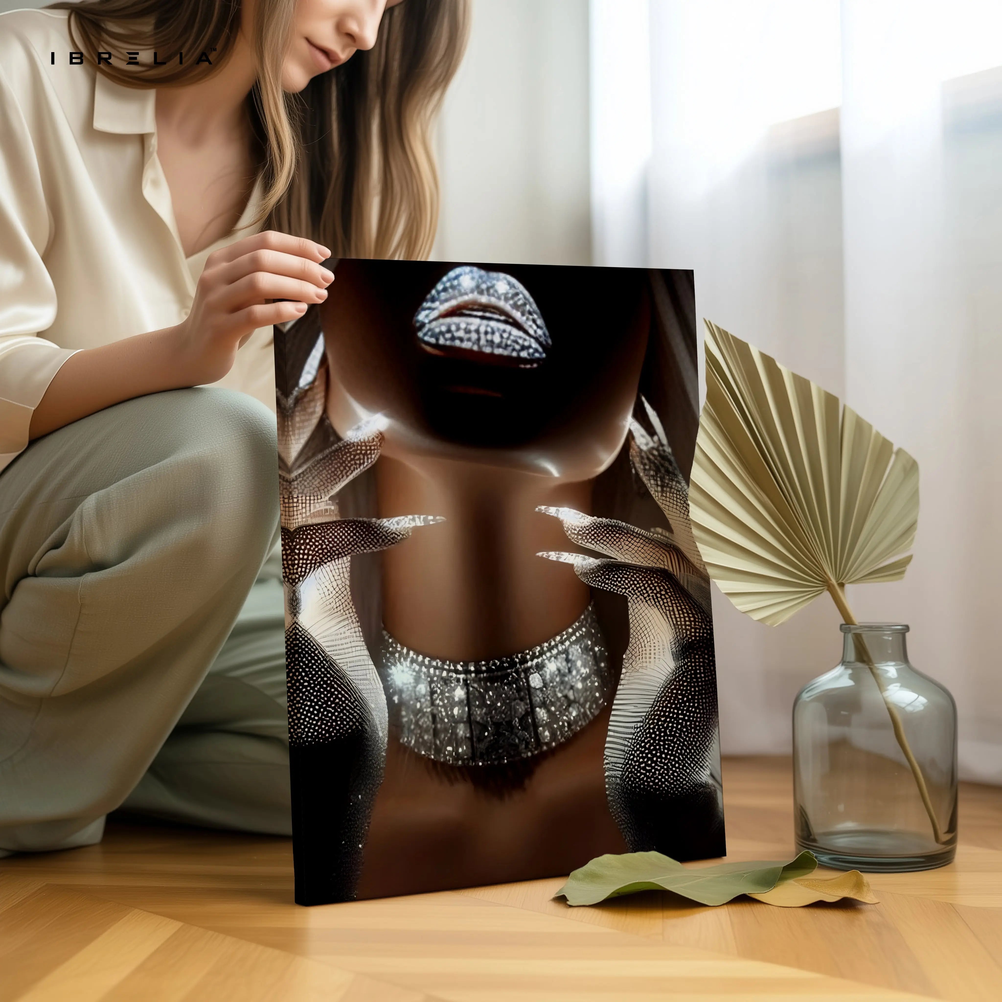 Velvet Noir Elegance – Abstract Feminine Luxury Art | 4K Ultra Wrap Frame Wall Art in Pakistan | IBRELIA™ IBRELIA