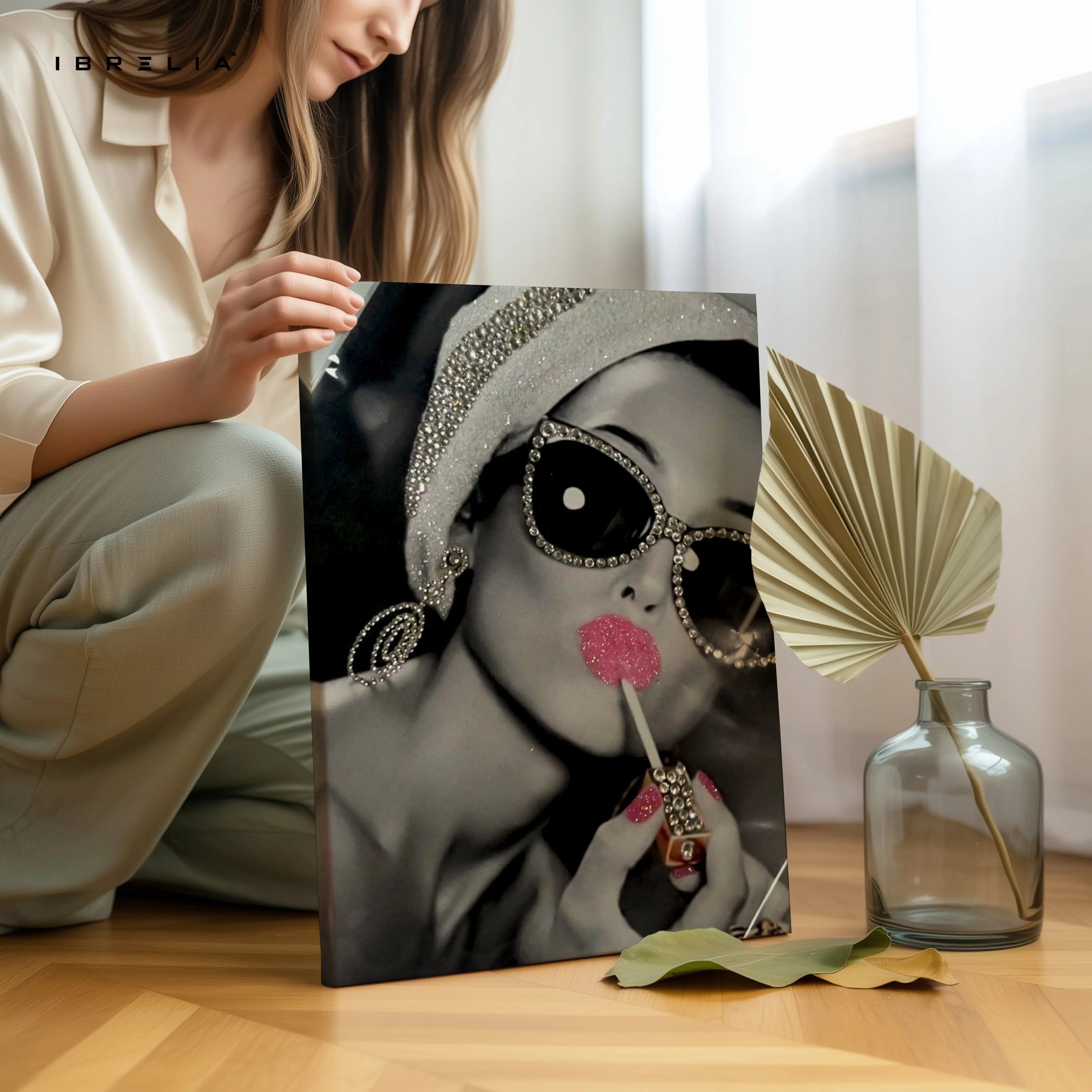 Glam Noir Lipstick Muse Art – 4K Ultra Wrap Frame Wall Art in Pakistan | IBRELIA™ IBRELIA