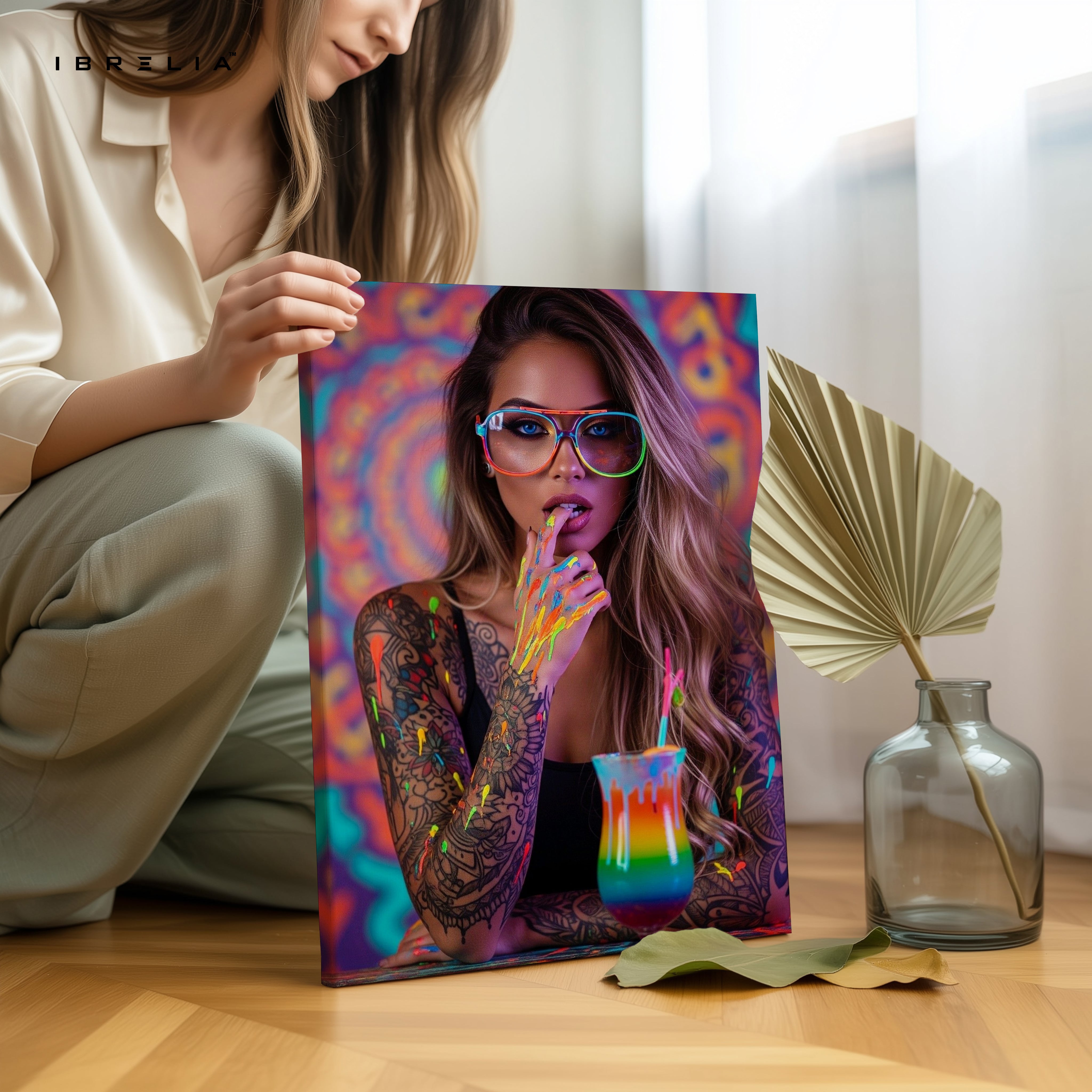 Neon Pop Street Girl Art – 4K Ultra Wrap Frame Wall Art in Pakistan | IBRELIA™