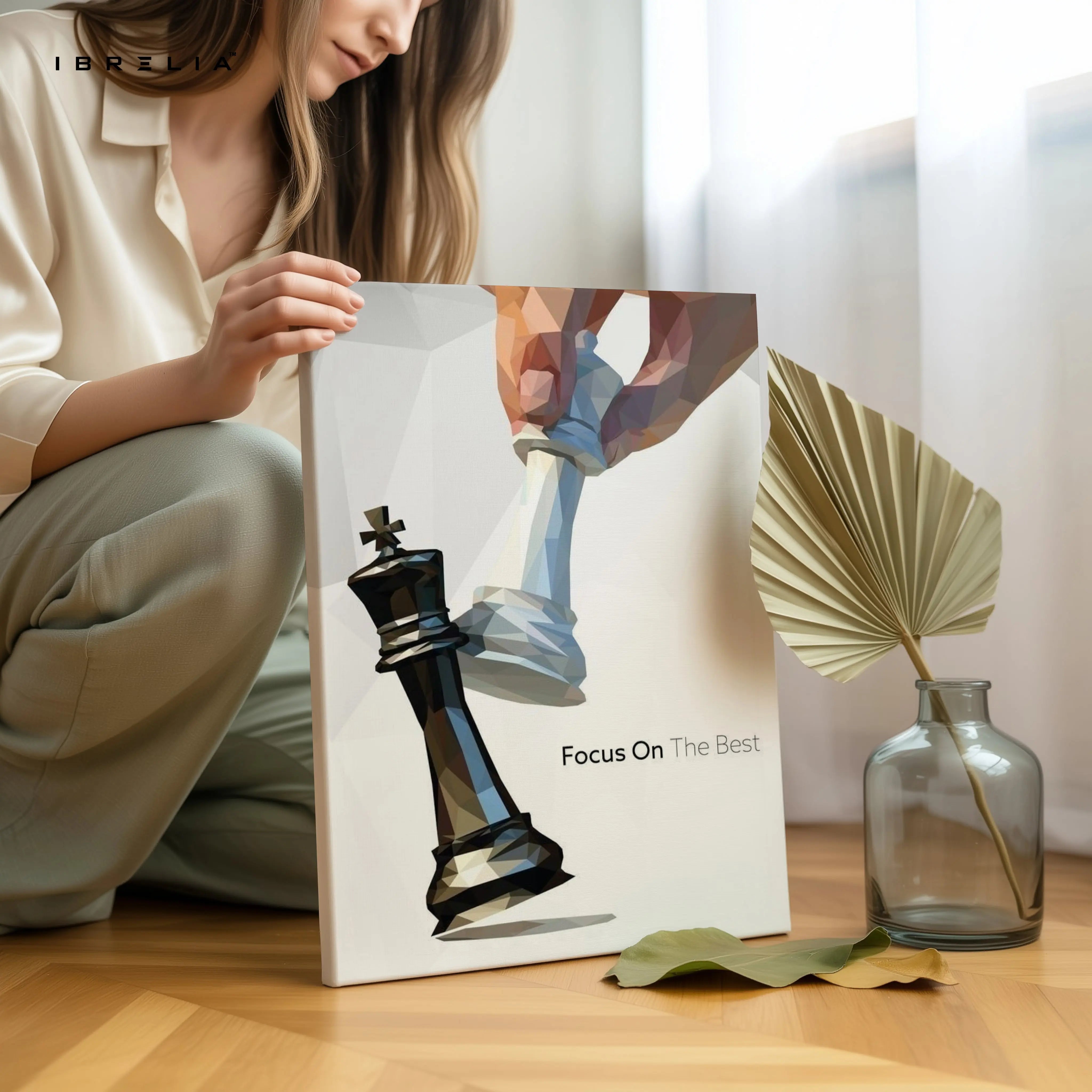 Focus on the Best – Strategic Chess Motivation Art | 4K Ultra Wrap Frame Wall Art in Pakistan | IBRELIA™ IBRELIA