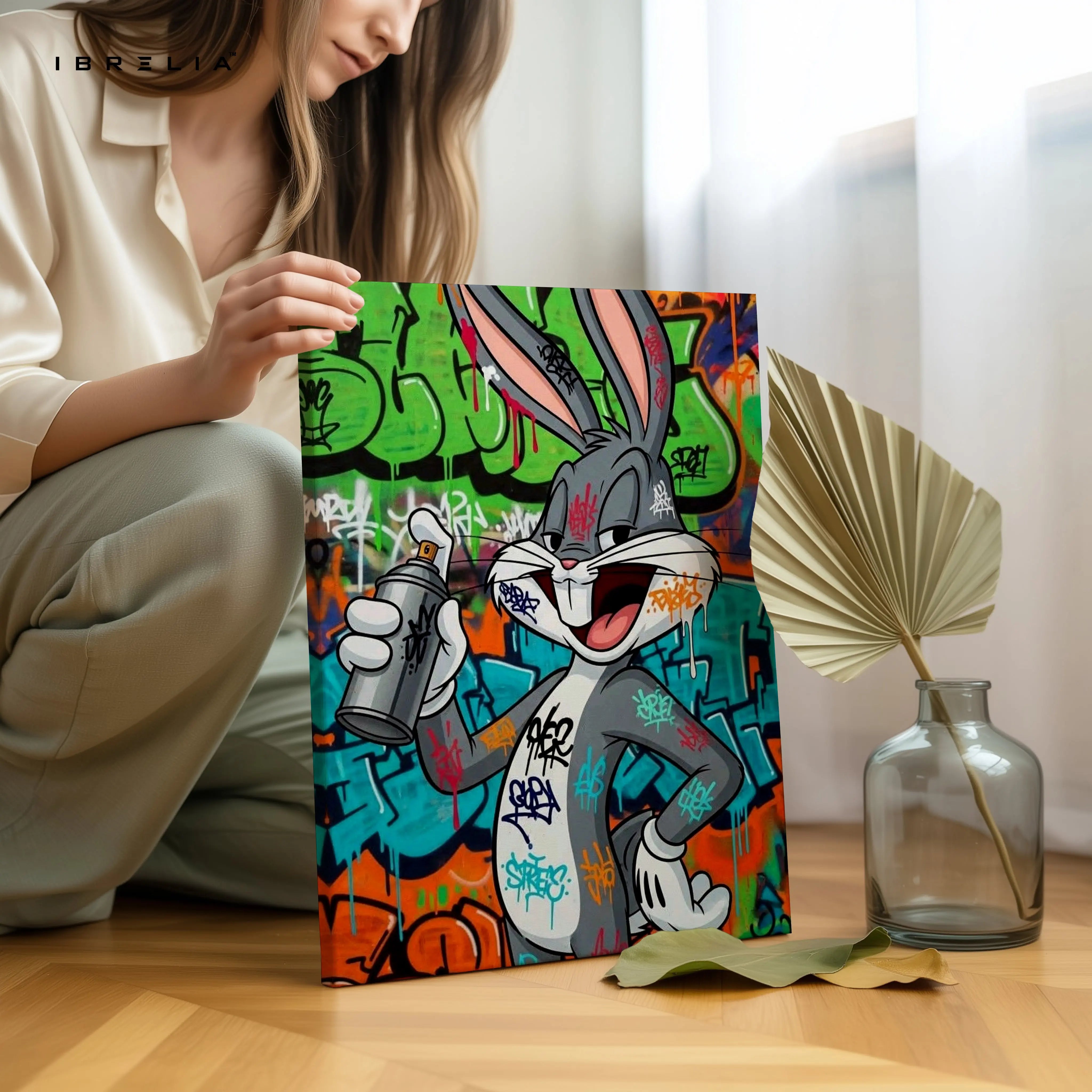 Bugs Bunny Graffiti Street Art – 4K Ultra Wrap Frame Wall Art in Pakistan | IBRELIA™ IBRELIA