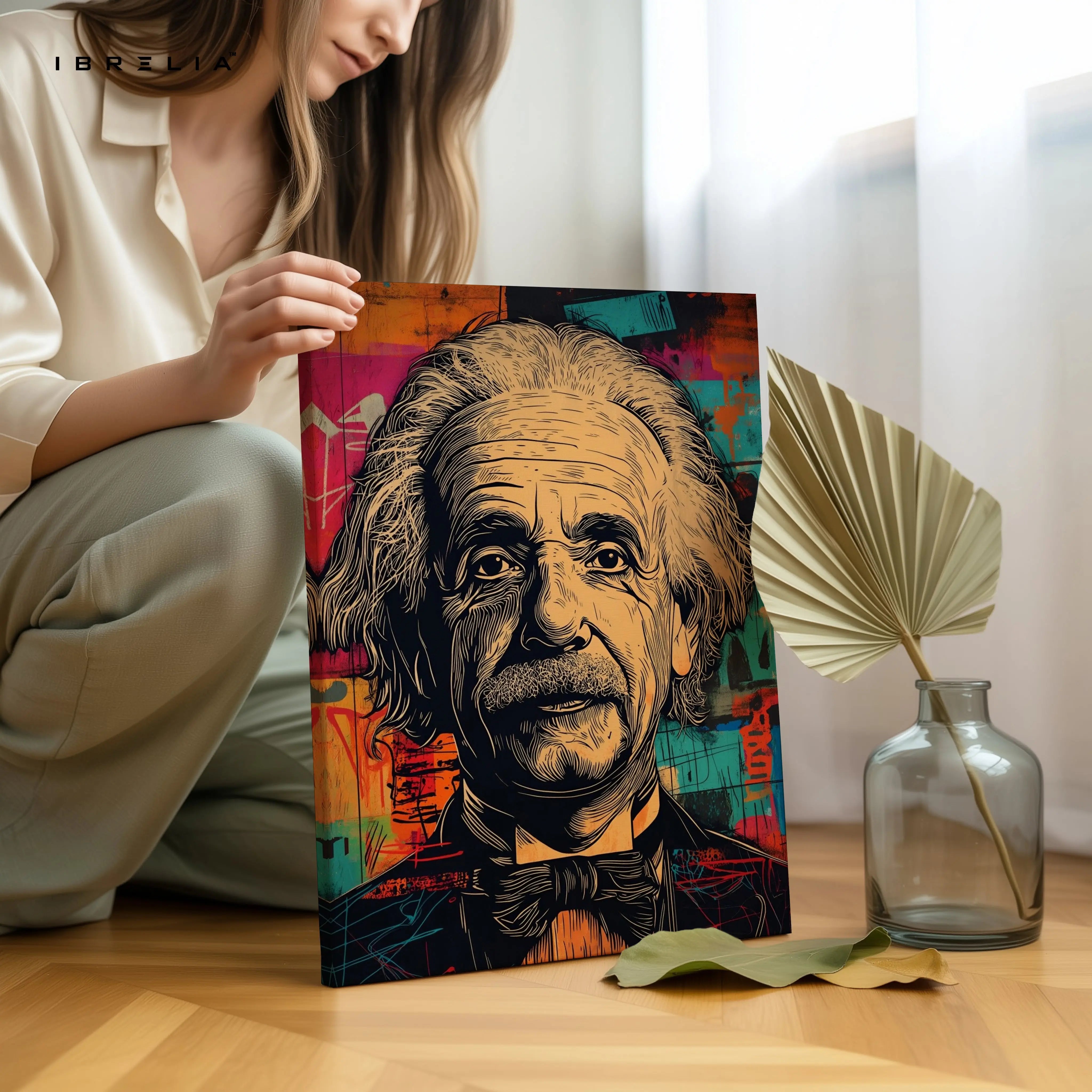 Albert Einstein Pop Art Portrait – 4K Ultra Wrap Frame Wall Art in Pakistan | IBRELIA™ IBRELIA