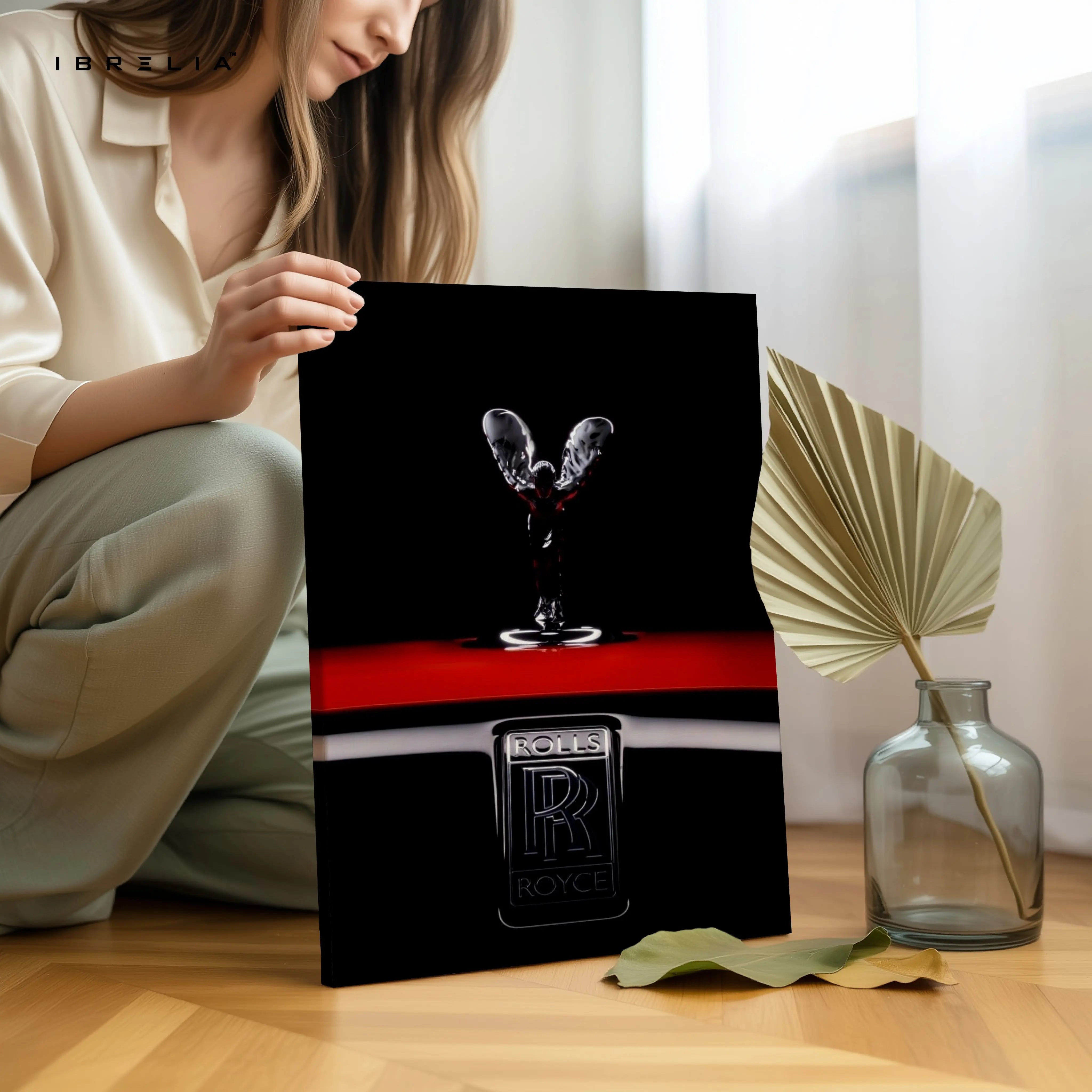 Spirit of Luxury – Rolls-Royce Noir Emblem Art | 4K Ultra Wrap Frame Wall Art in Pakistan | IBRELIA™ IBRELIA