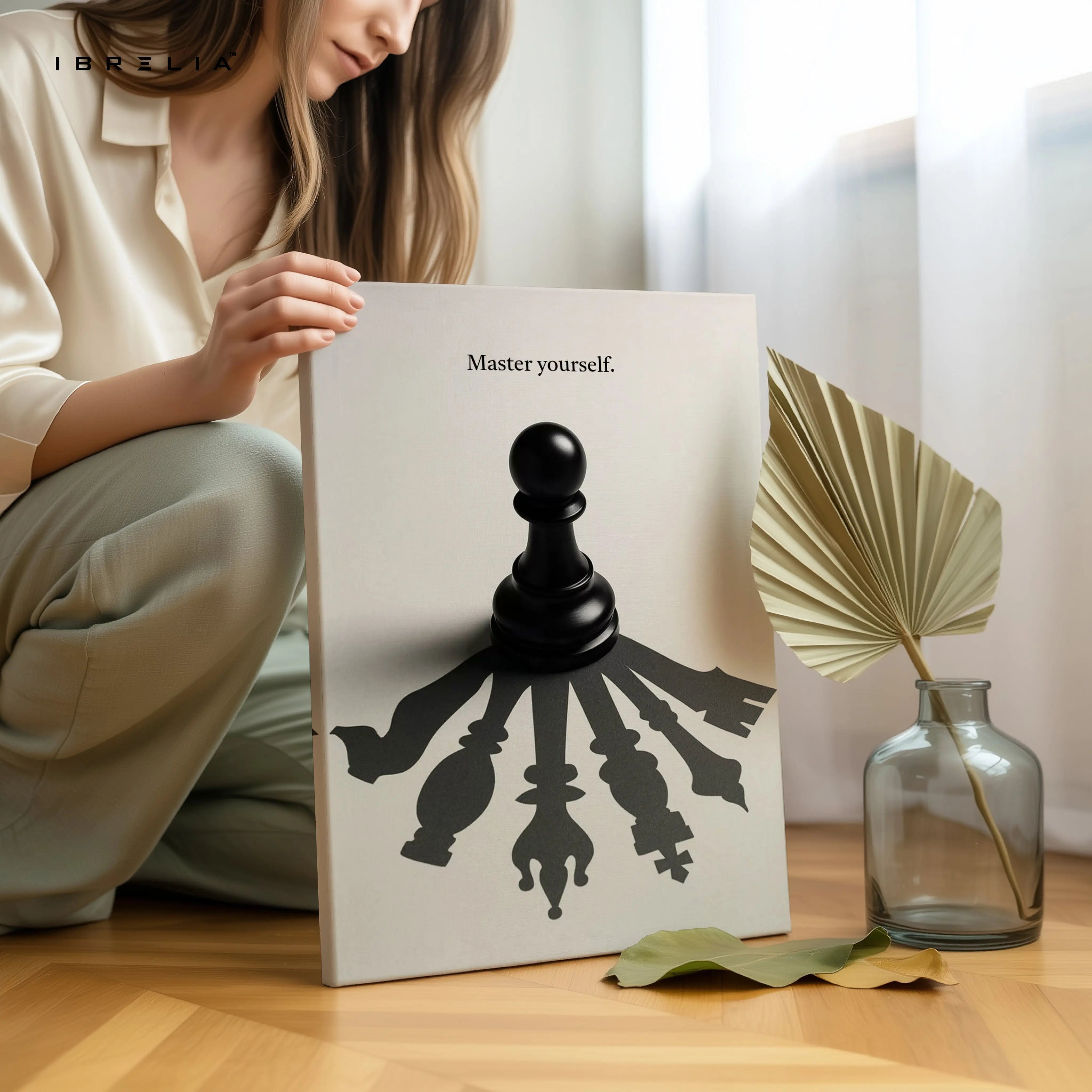 Master Yourself – Minimal Chess Philosophy Art | 4K Ultra Wrap Frame Wall Art in Pakistan | IBRELIA™ IBRELIA