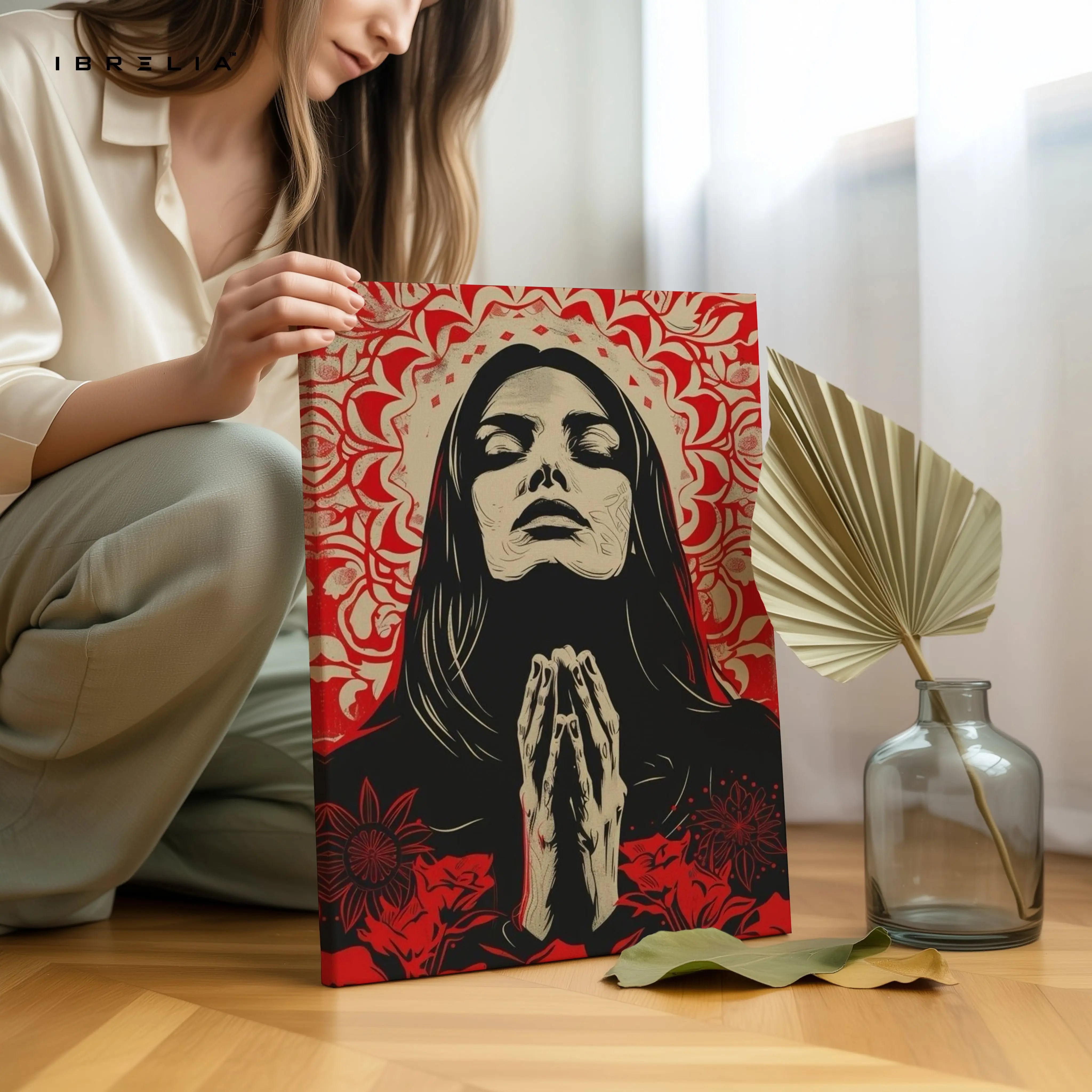 Sacred Prayer Woman Art – 4K Ultra Wrap Frame Wall Art in Pakistan | IBRELIA™ IBRELIA