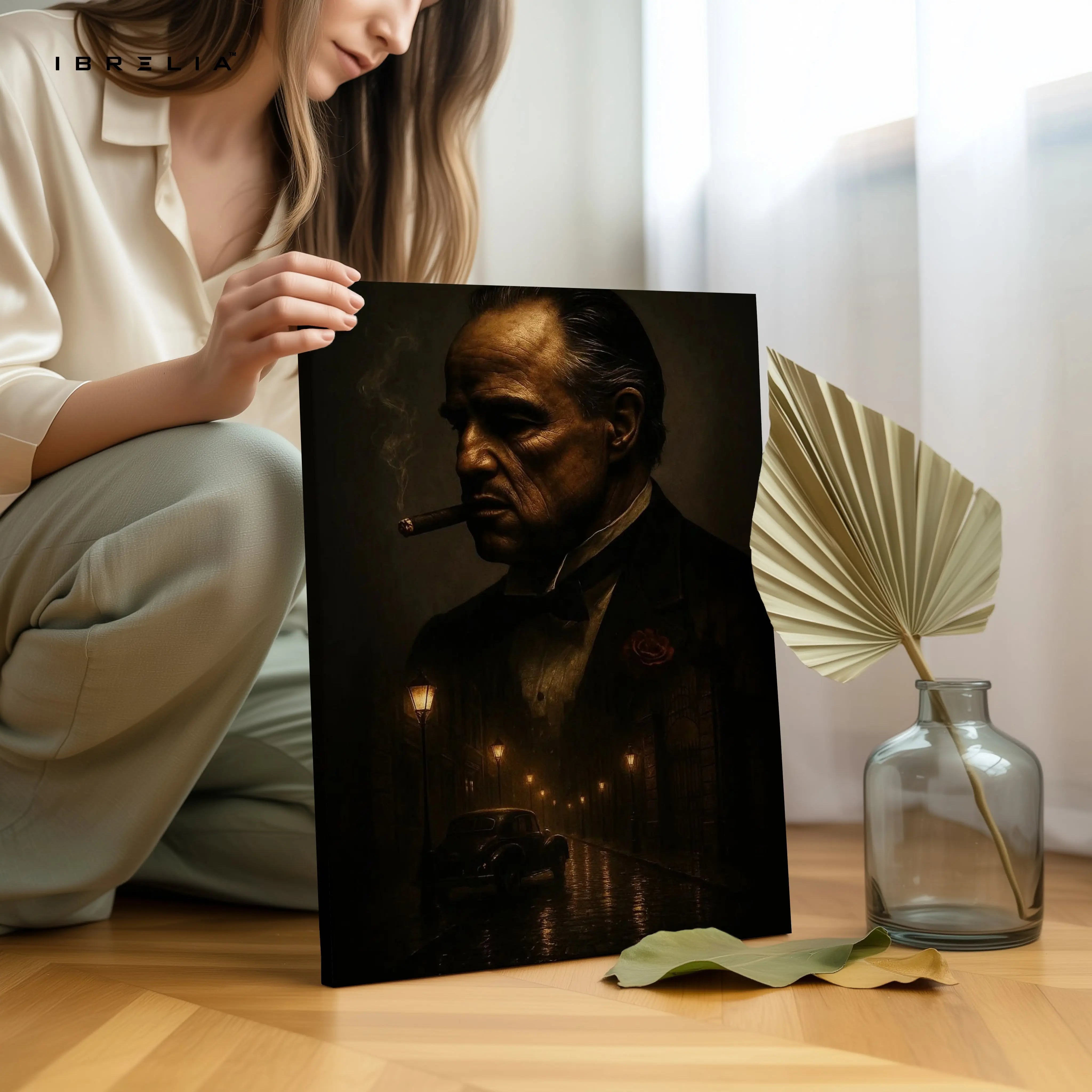 The Godfather Dark Portrait Noir Art – 4K Ultra Wrap Frame Wall Art in Pakistan | IBRELIA™ IBRELIA