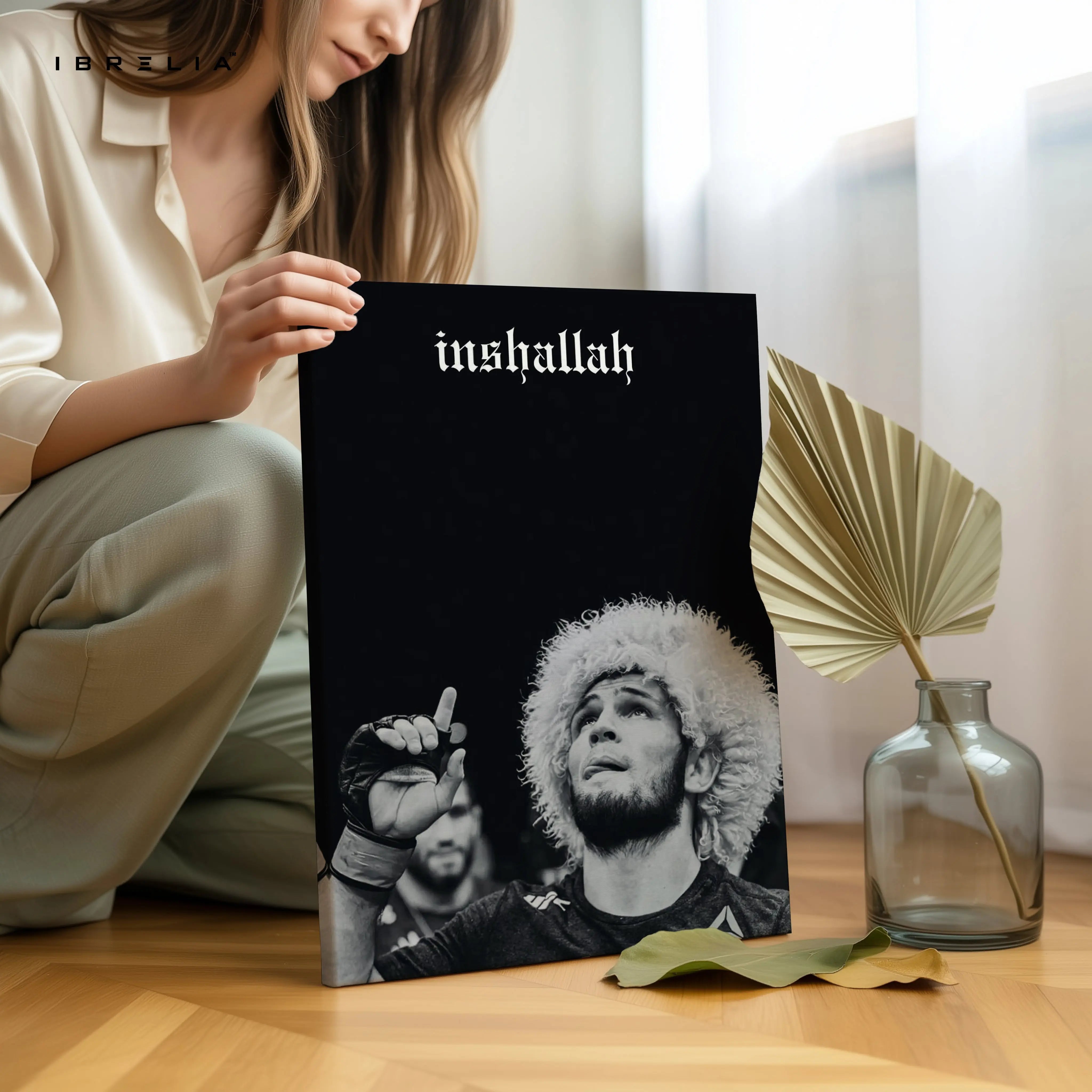 Inshallah Champion Moment – Khabib Nurmagomedov Tribute Art | 4K Ultra Wrap Frame Wall Art in Pakistan | IBRELIA™ IBRELIA