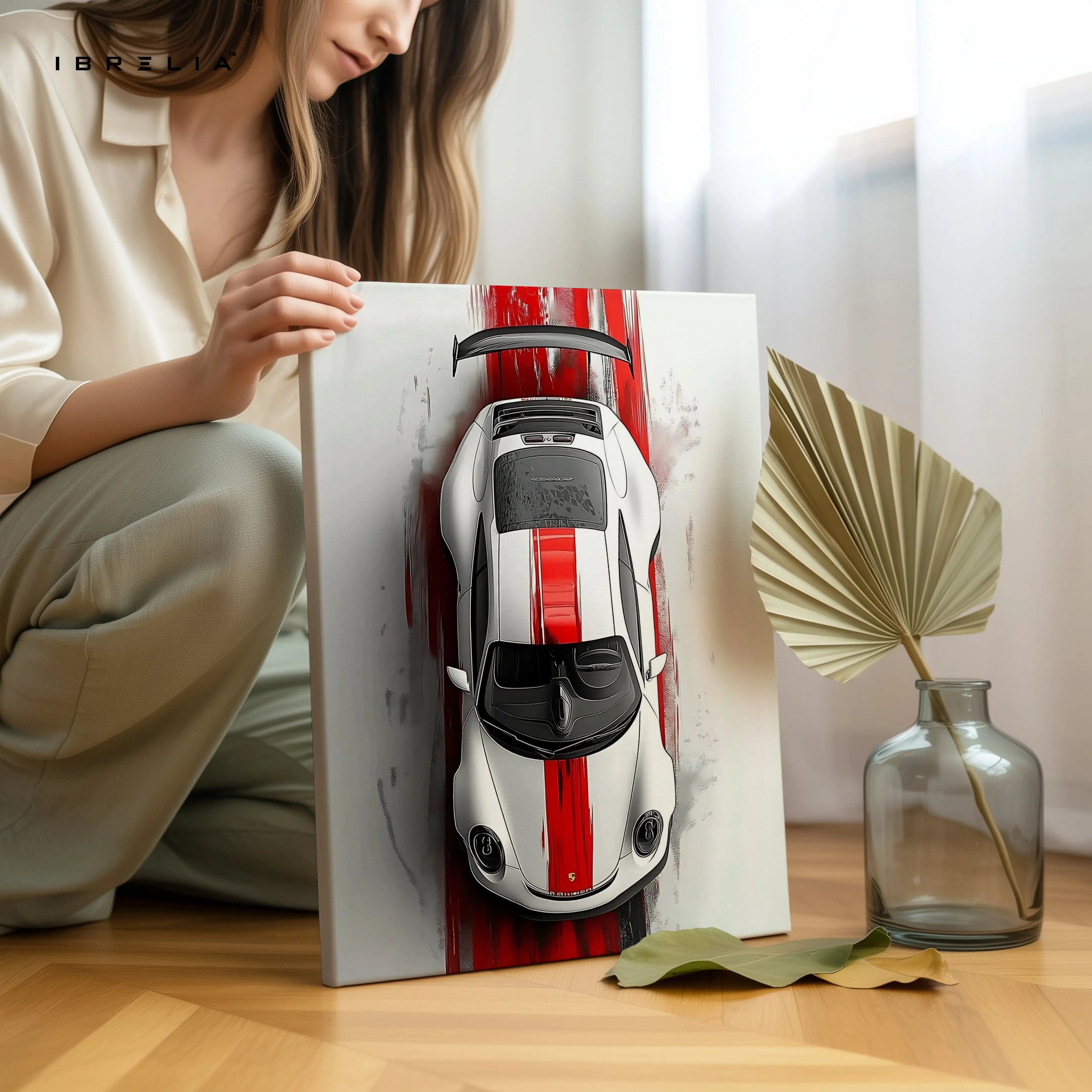 Precision Velocity – Top View Supercar Racing Art | 4K Ultra Wrap Frame Wall Art in Pakistan | IBRELIA™ IBRELIA