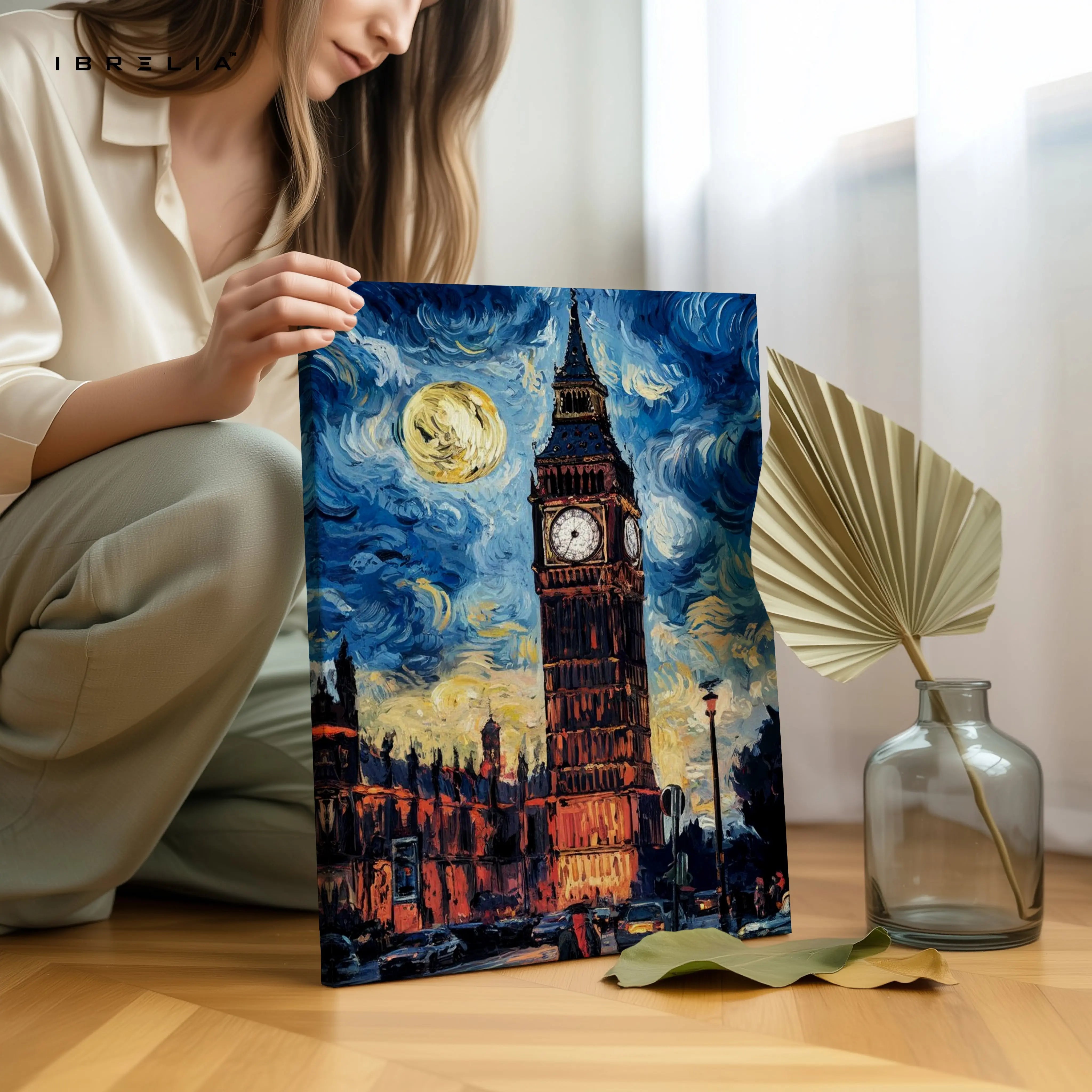 Big Ben Starry Noir Art – London Night Cityscape Wall Art | 4K Ultra Wrap Frame Wall Art in Pakistan | IBRELIA™ IBRELIA