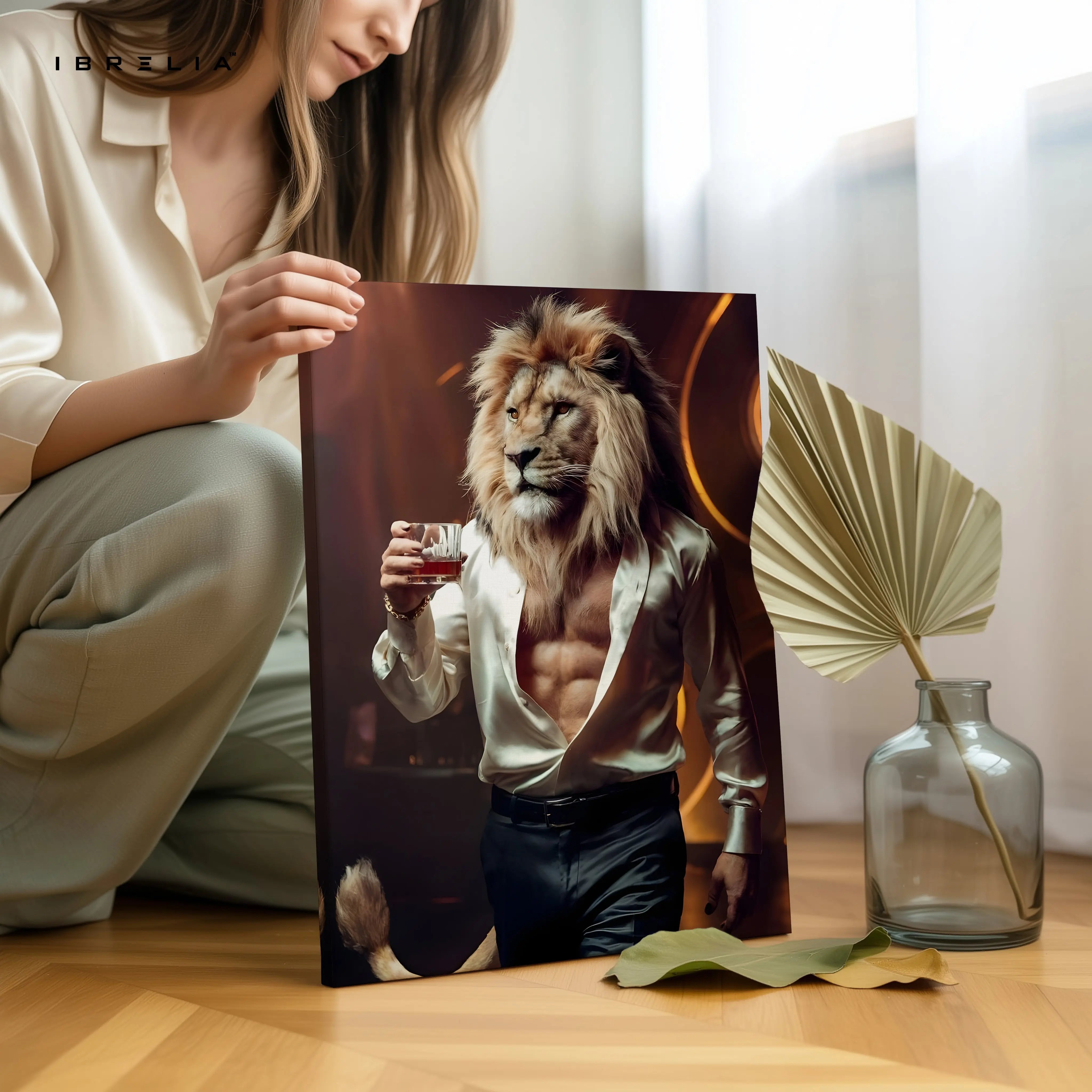 Gentleman Lion Luxury Art – 4K Ultra Wrap Frame Wall Art in Pakistan | IBRELIA™ IBRELIA