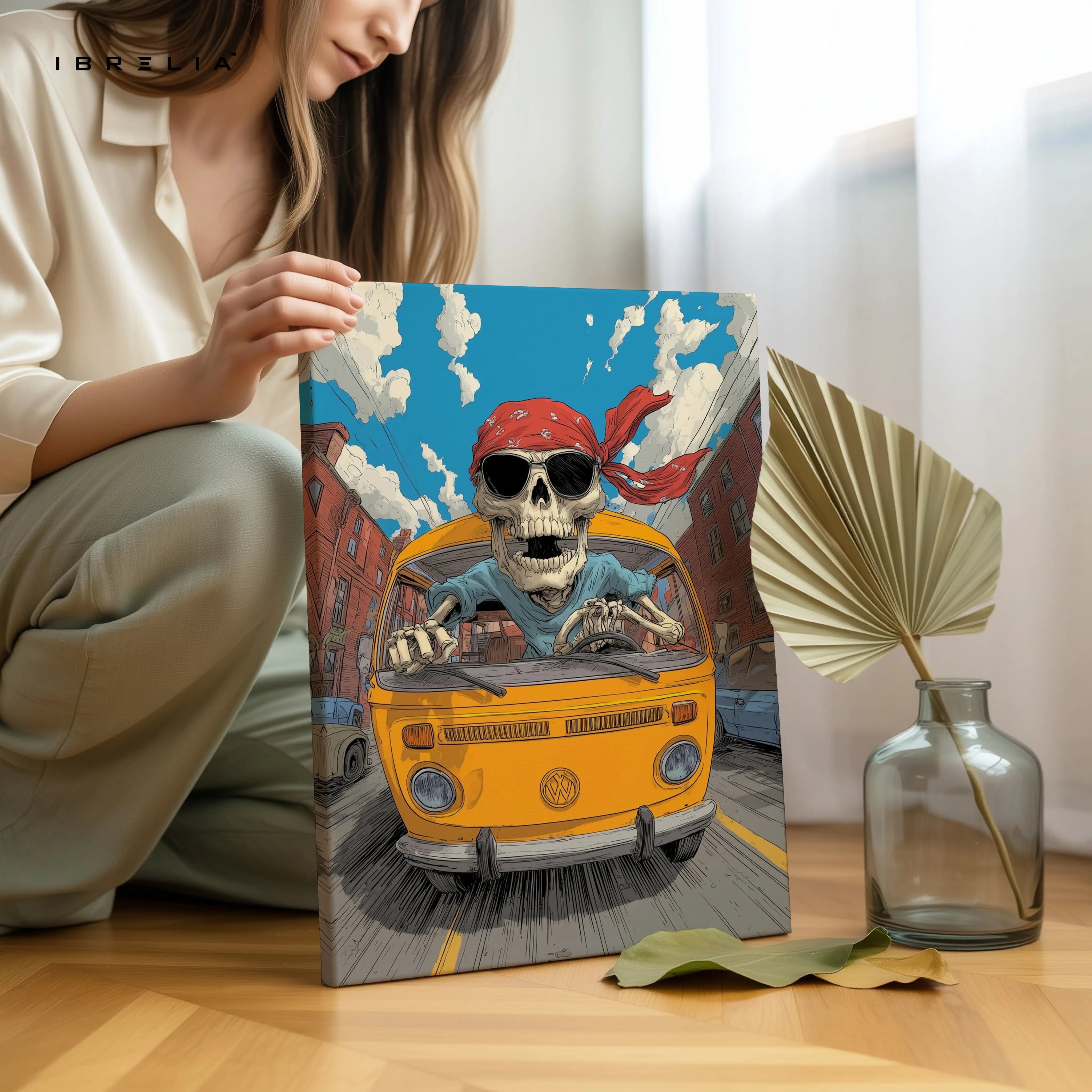 Skeleton Driver Van Art – 4K Ultra Wrap Frame Wall Art in Pakistan | IBRELIA™ IBRELIA