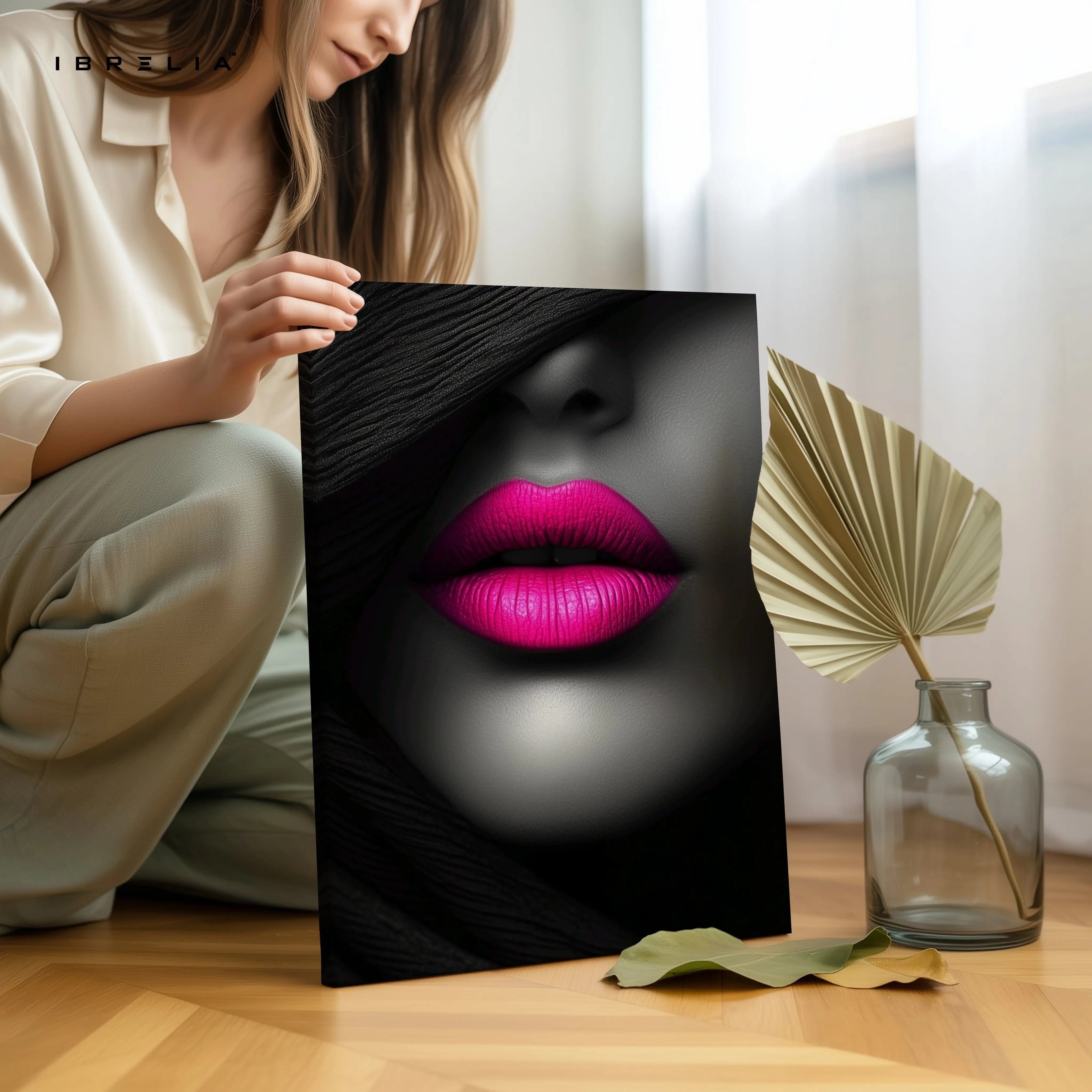 Midnight Pink Lips Art – 4K Ultra Wrap Frame Wall Art in Pakistan | IBRELIA™ IBRELIA