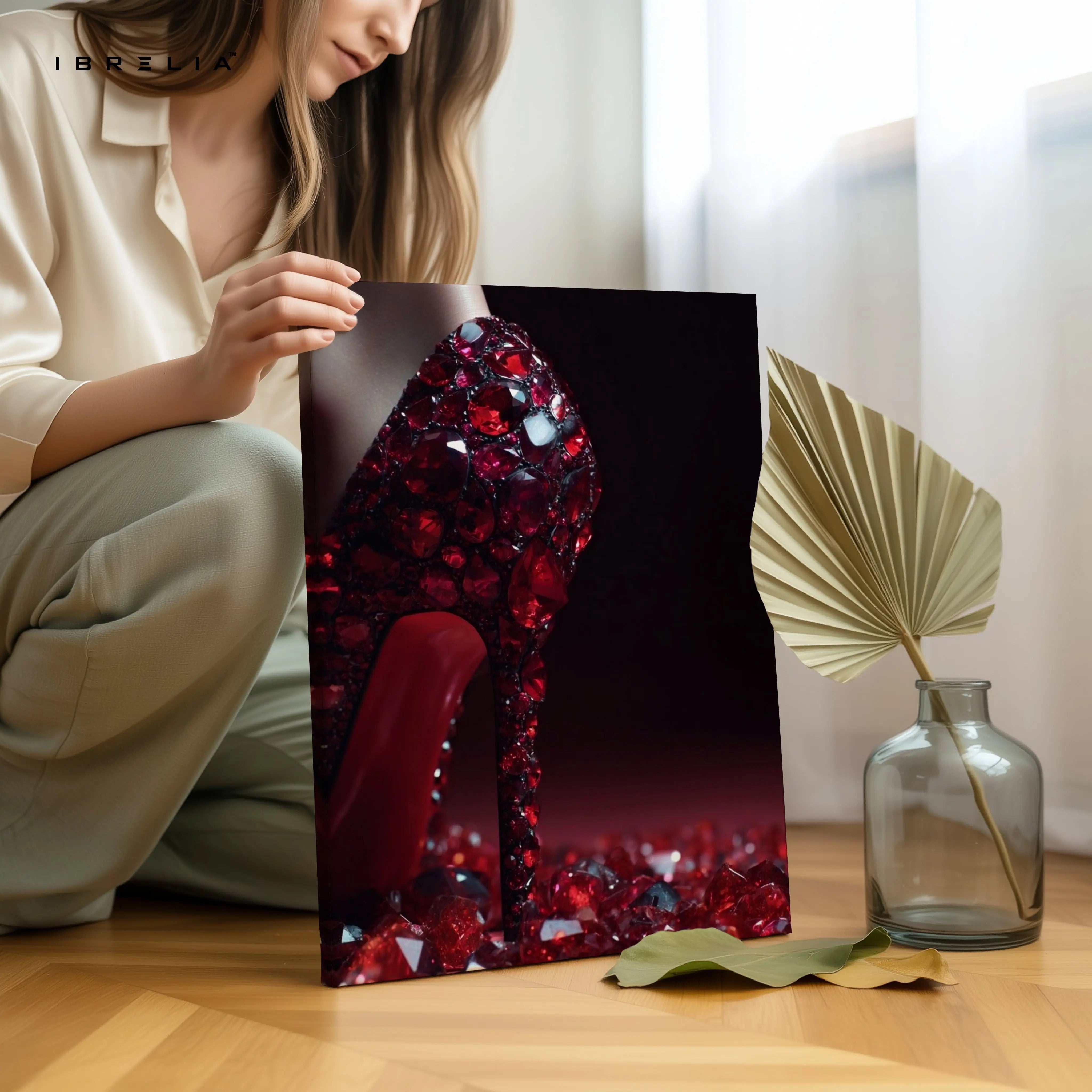 Red Crystal Stiletto Luxury Art – 4K Ultra Wrap Frame Wall Art in Pakistan | IBRELIA™ IBRELIA